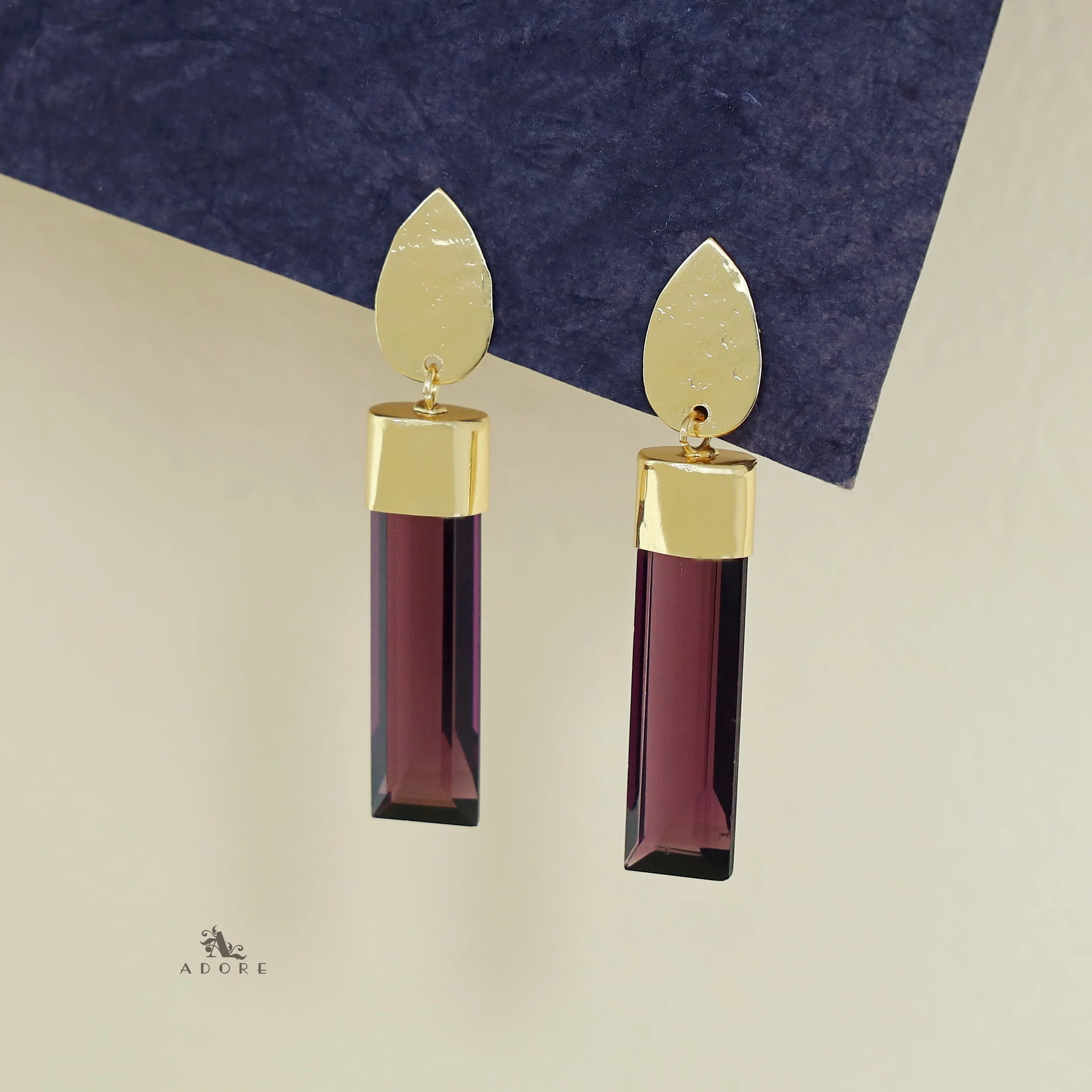 Vartika Golden Drop Glass Rod Earring - Image 10