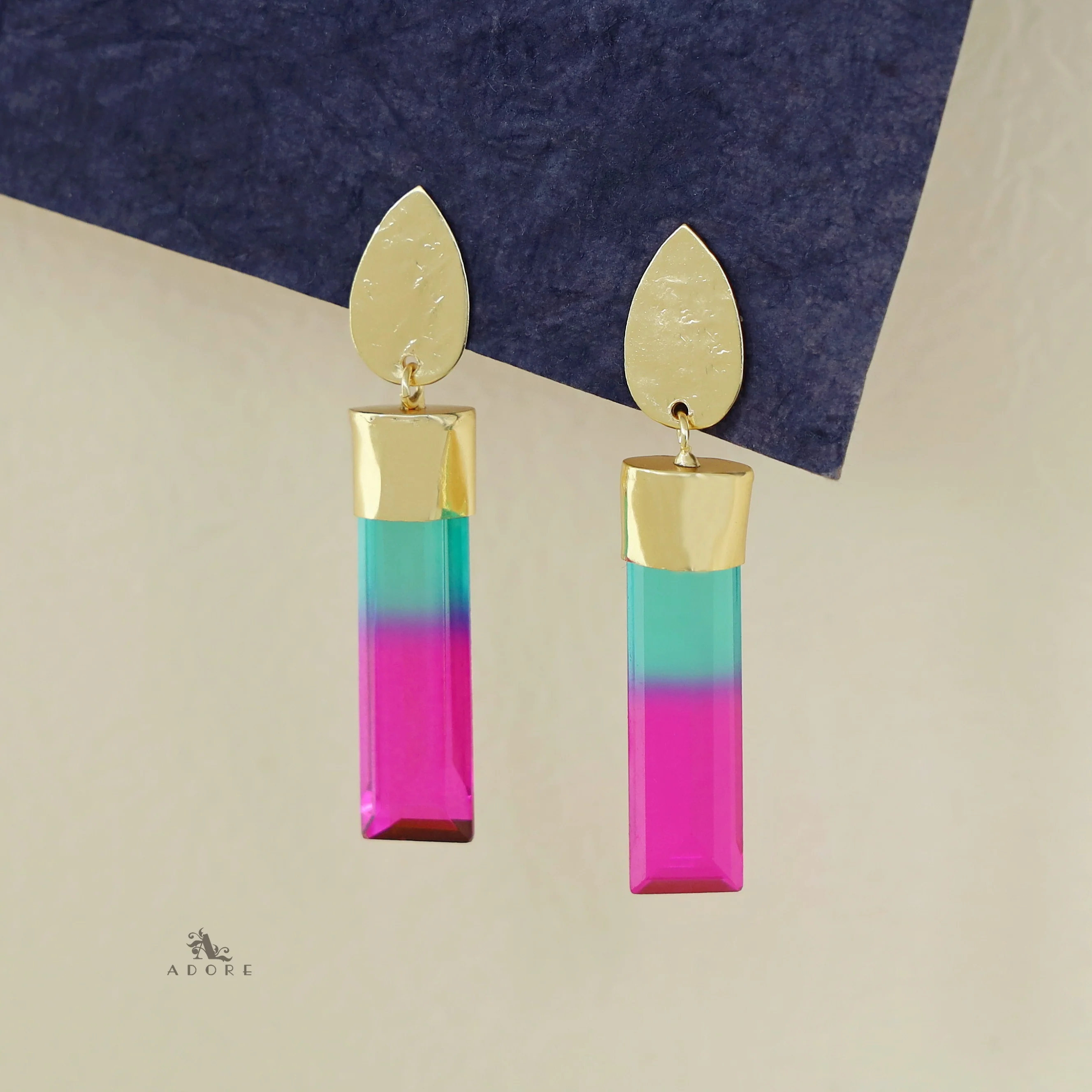 Vartika Golden Drop Glass Rod Earring - Image 11