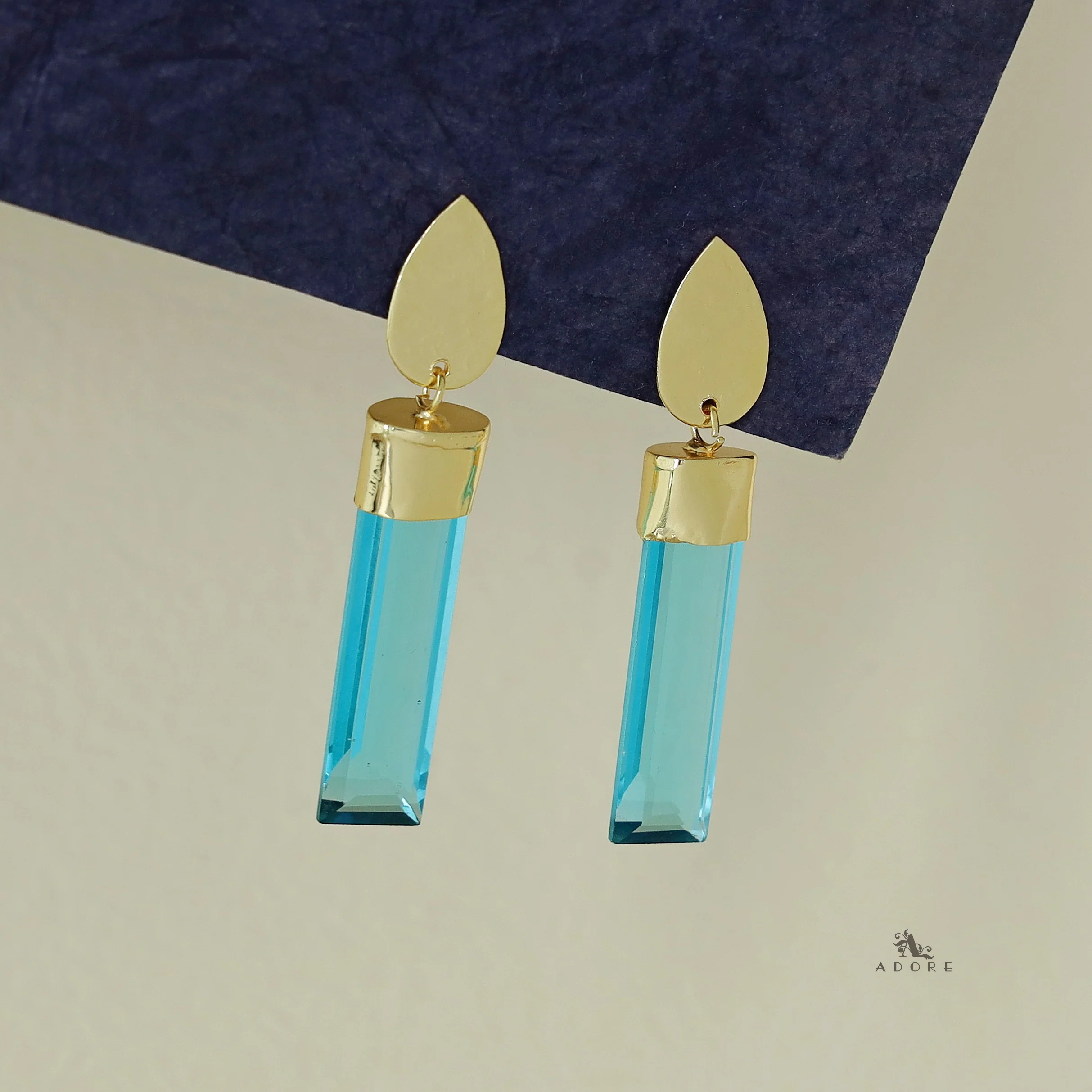 Vartika Golden Drop Glass Rod Earring - Image 12