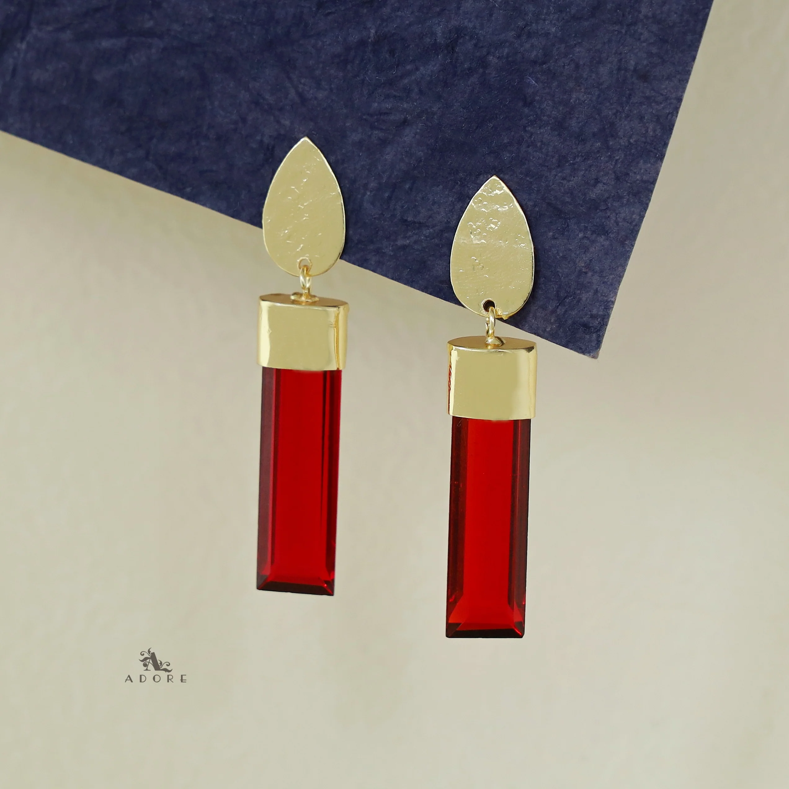 Vartika Golden Drop Glass Rod Earring - Image 2
