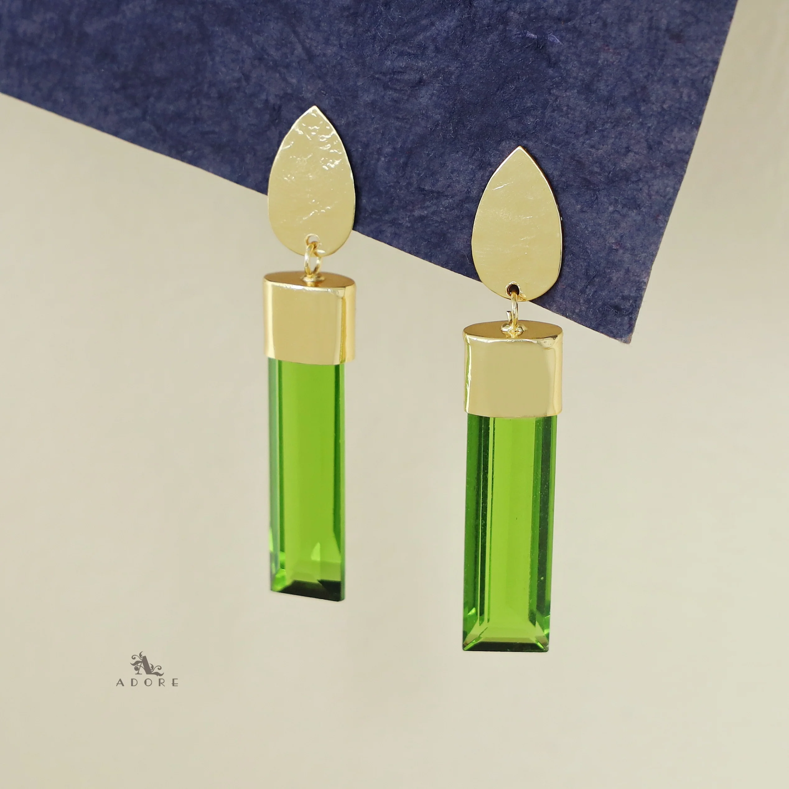 Vartika Golden Drop Glass Rod Earring - Image 4