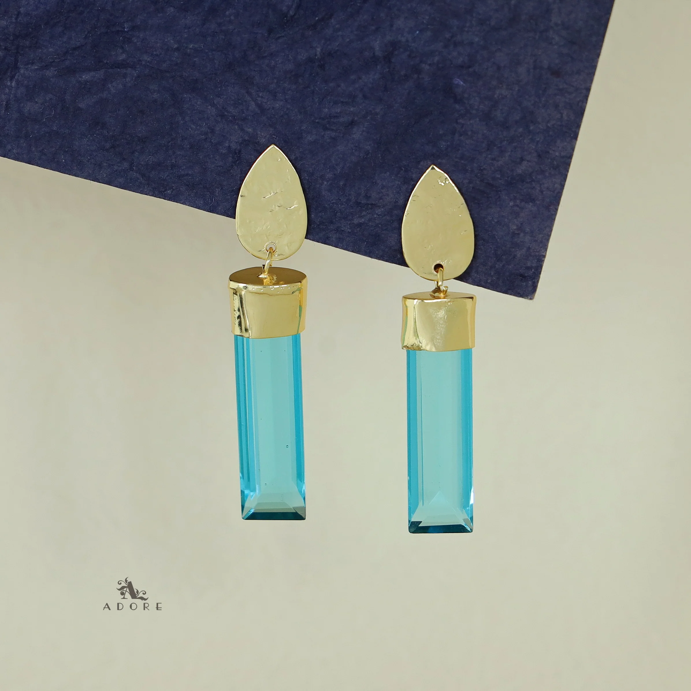 Vartika Golden Drop Glass Rod Earring - Image 5