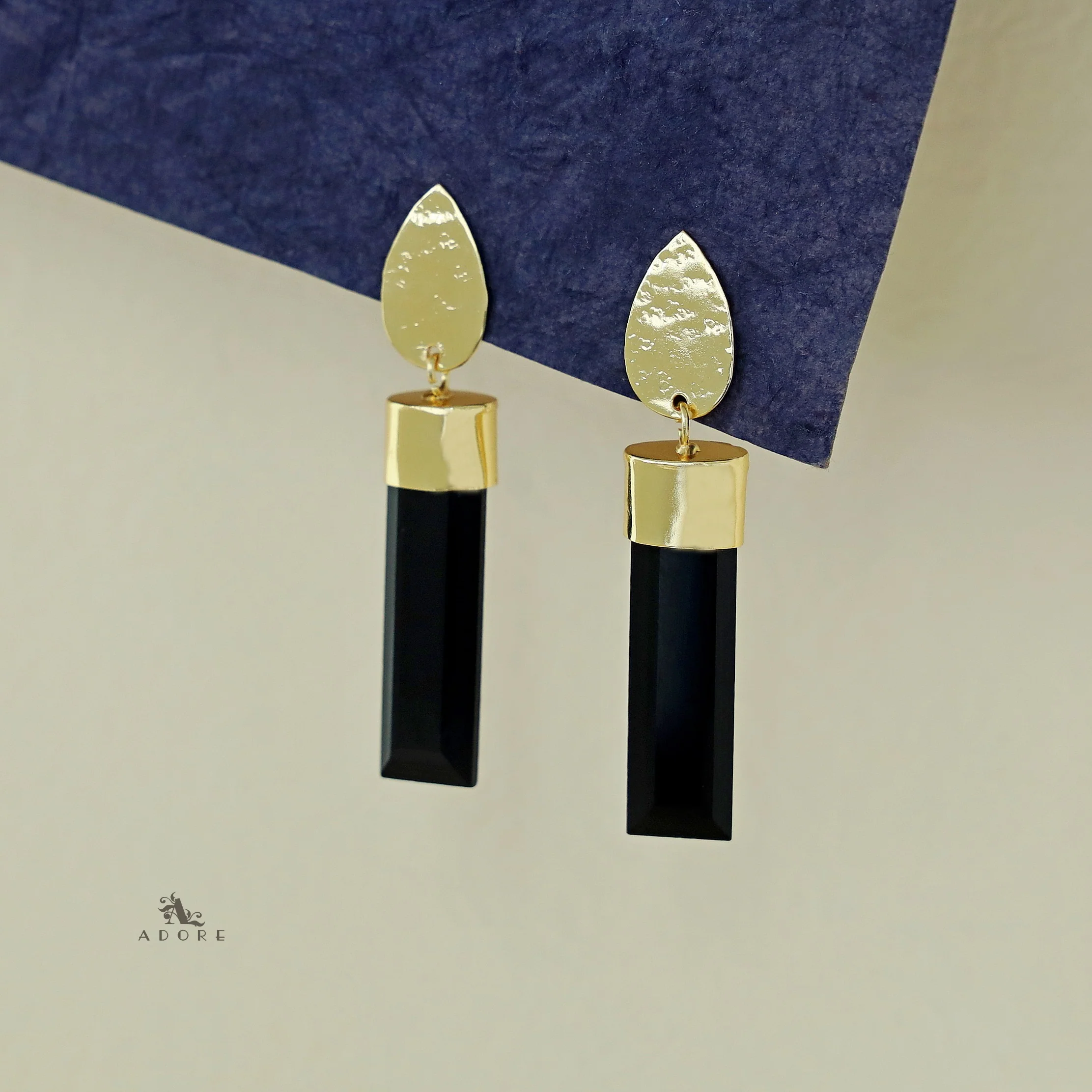 Vartika Golden Drop Glass Rod Earring - Image 8