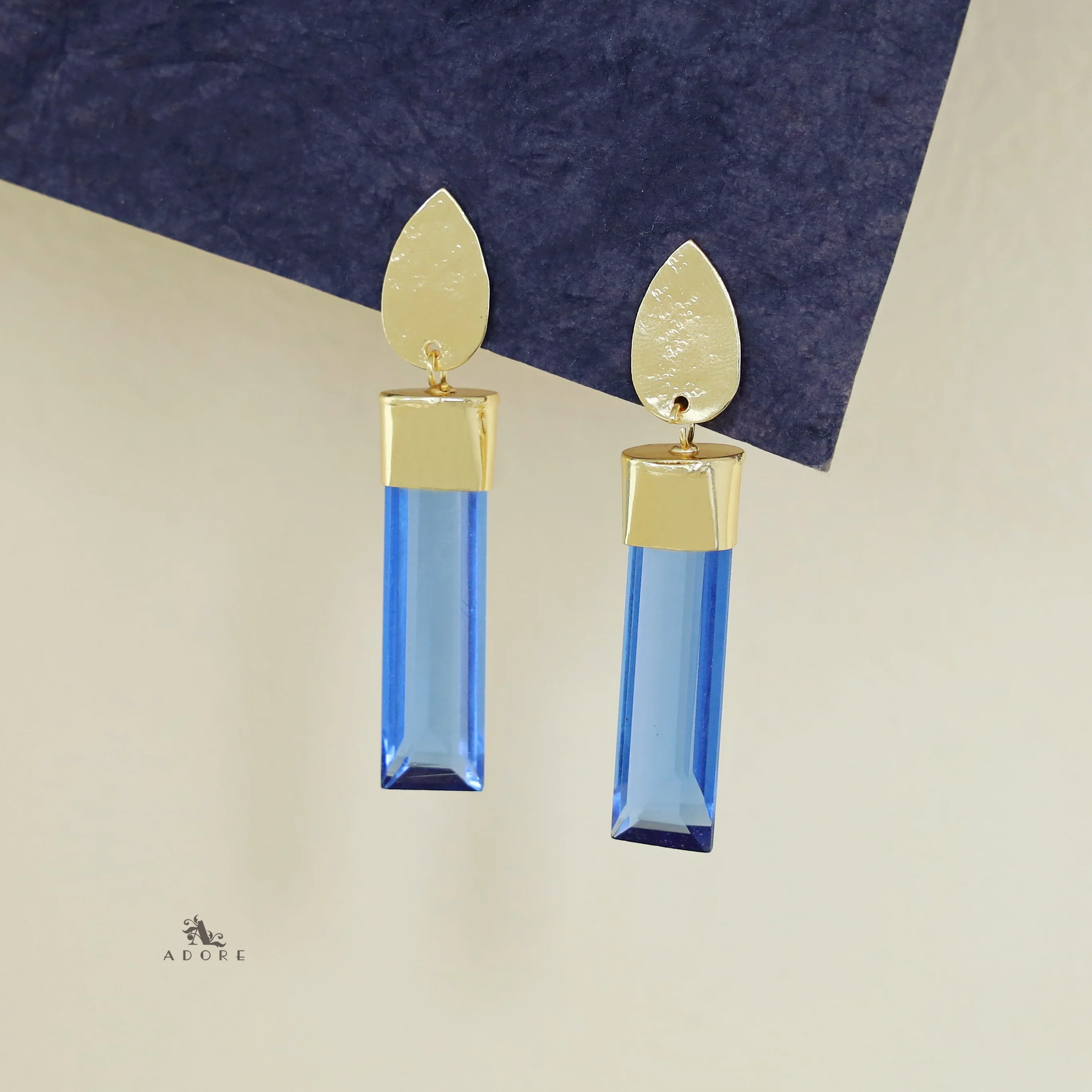 Vartika Golden Drop Glass Rod Earring - Image 9