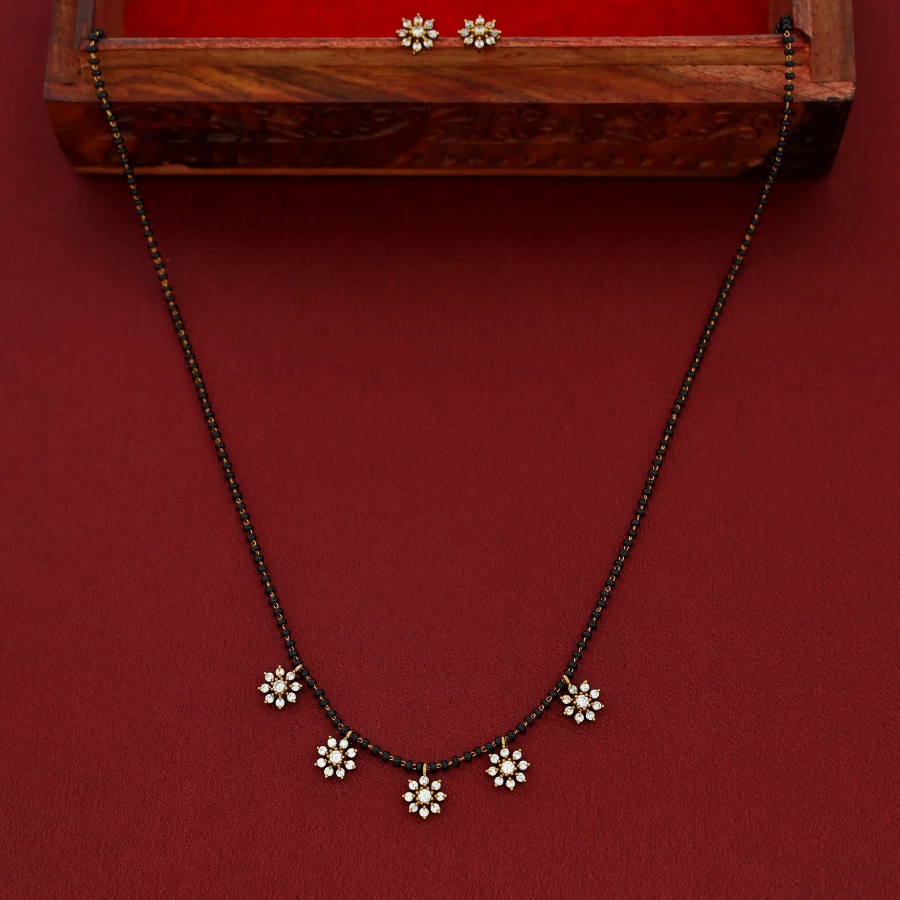 Vasana 5 Floral Long Mangalsutra With Stud - Image 4