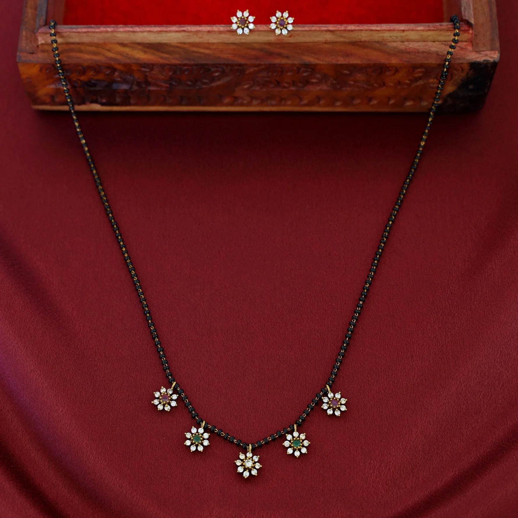 Vasana 5 Floral Long Mangalsutra With Stud - Image 5