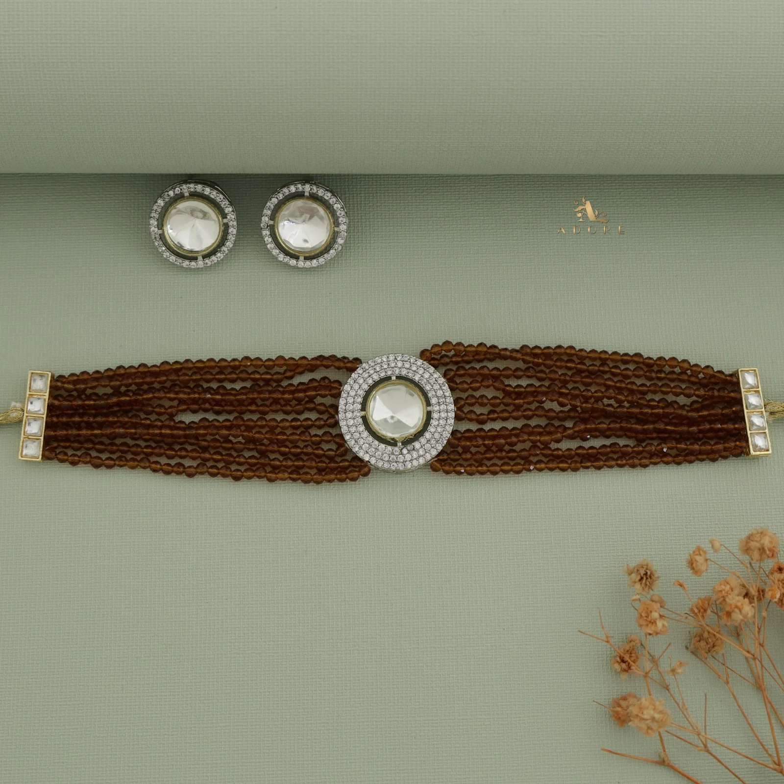 Vasvi Polki Kundan Choker With Earring - Image 10