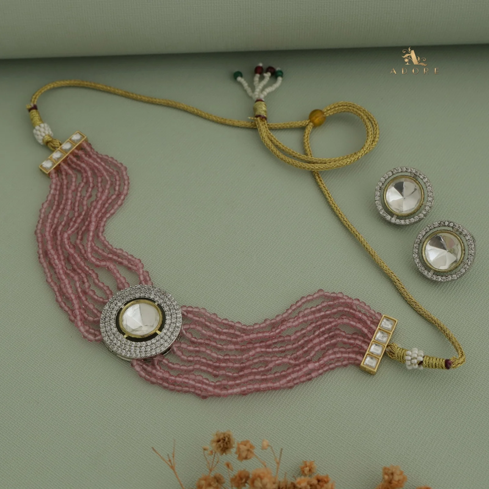 Vasvi Polki Kundan Choker With Earring - Image 12
