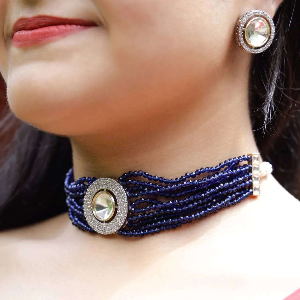 Vasvi Polki Kundan Choker With Earring - Image 14