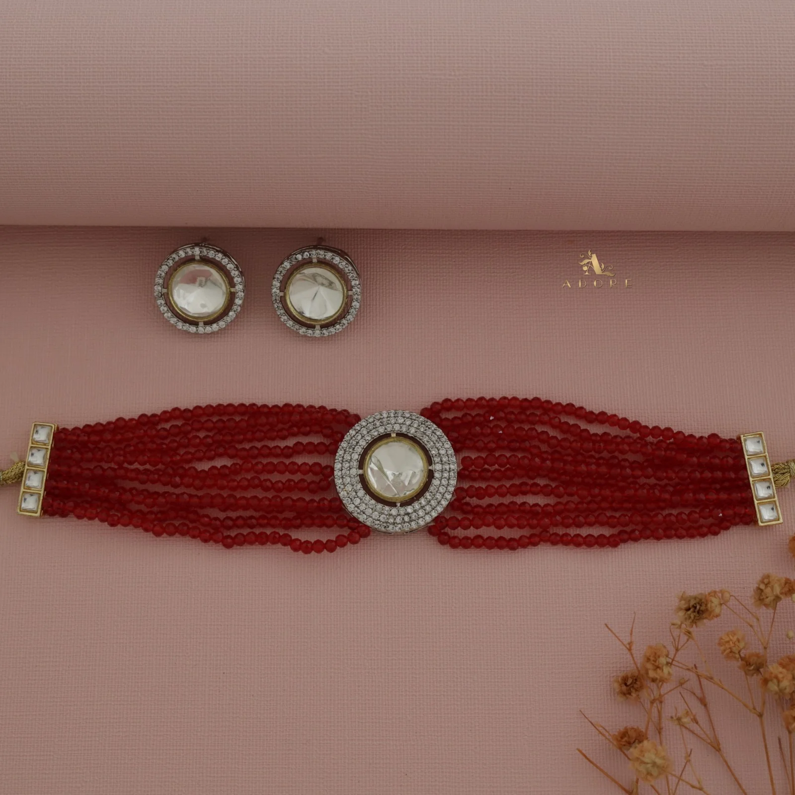 Vasvi Polki Kundan Choker With Earring - Image 2