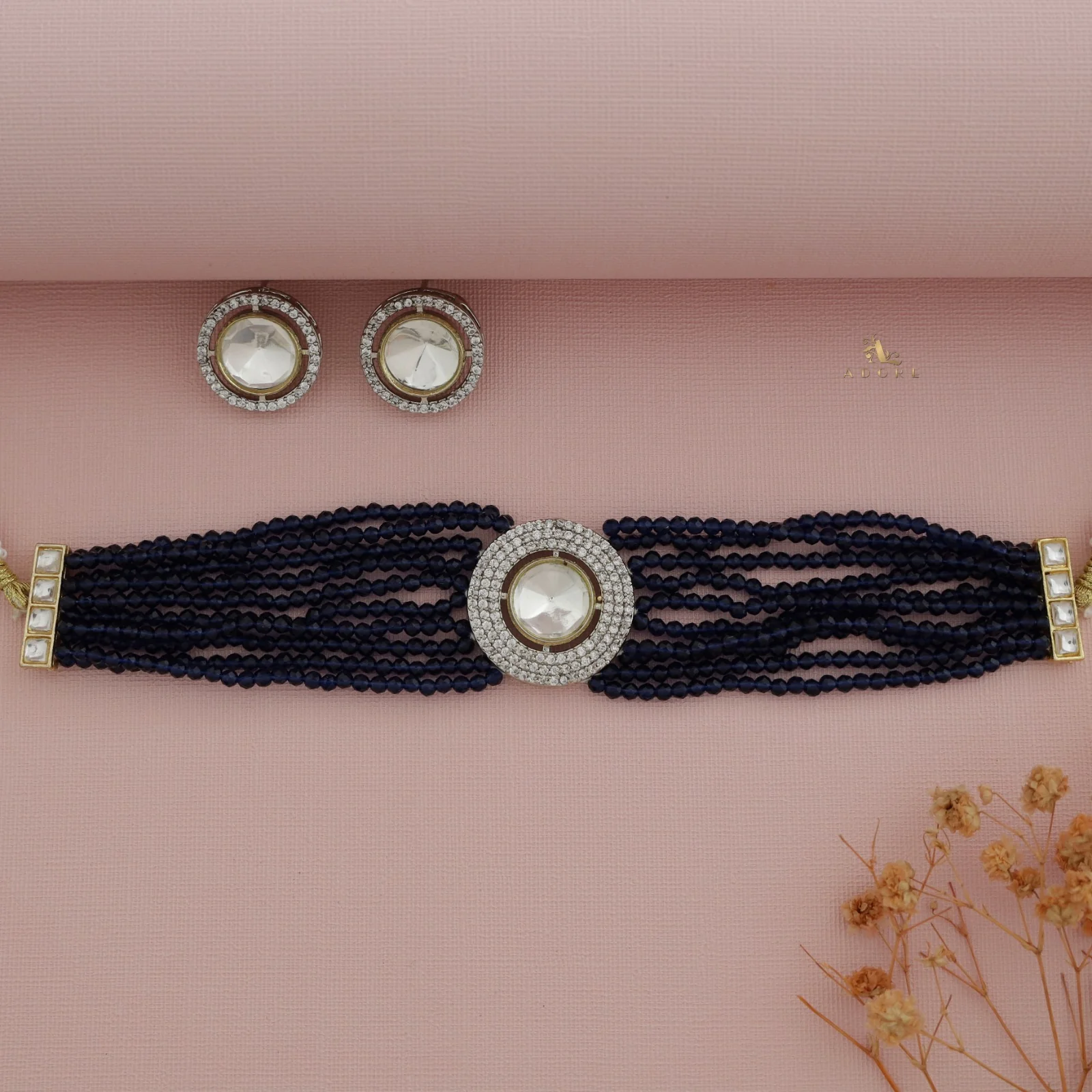 Vasvi Polki Kundan Choker With Earring - Image 3