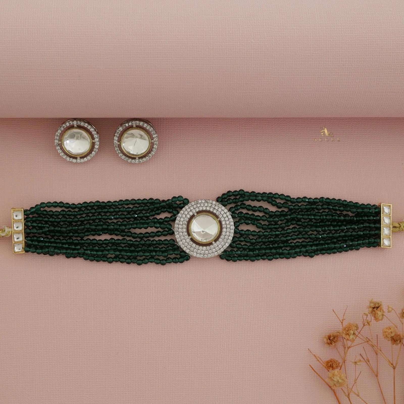 Vasvi Polki Kundan Choker With Earring - Image 5