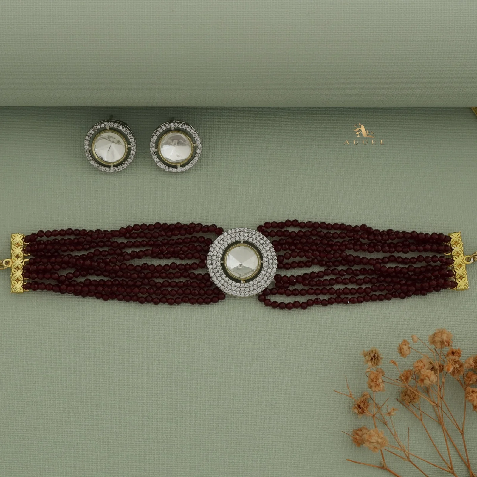 Vasvi Polki Kundan Choker With Earring - Image 6