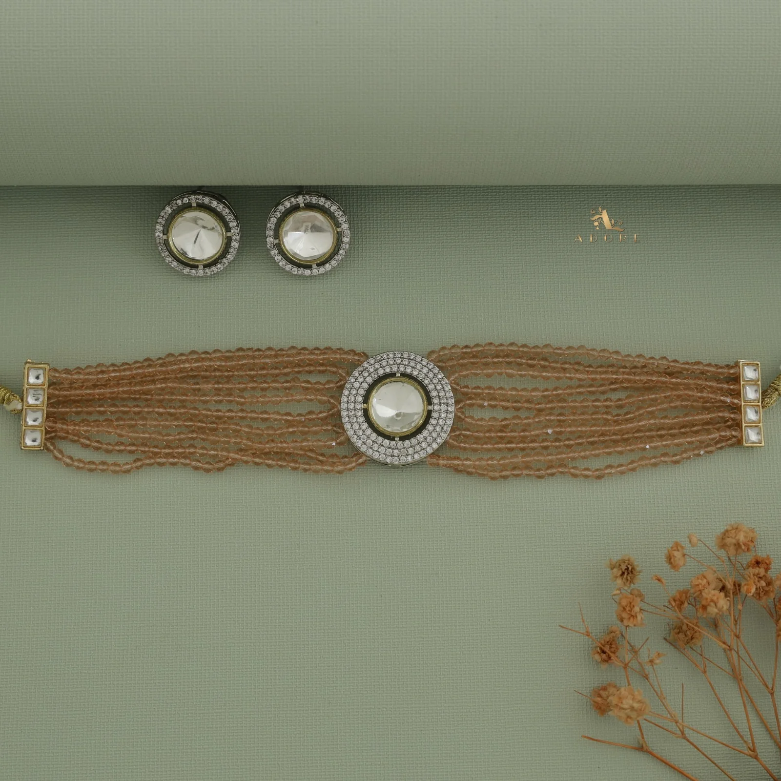 Vasvi Polki Kundan Choker With Earring - Image 7