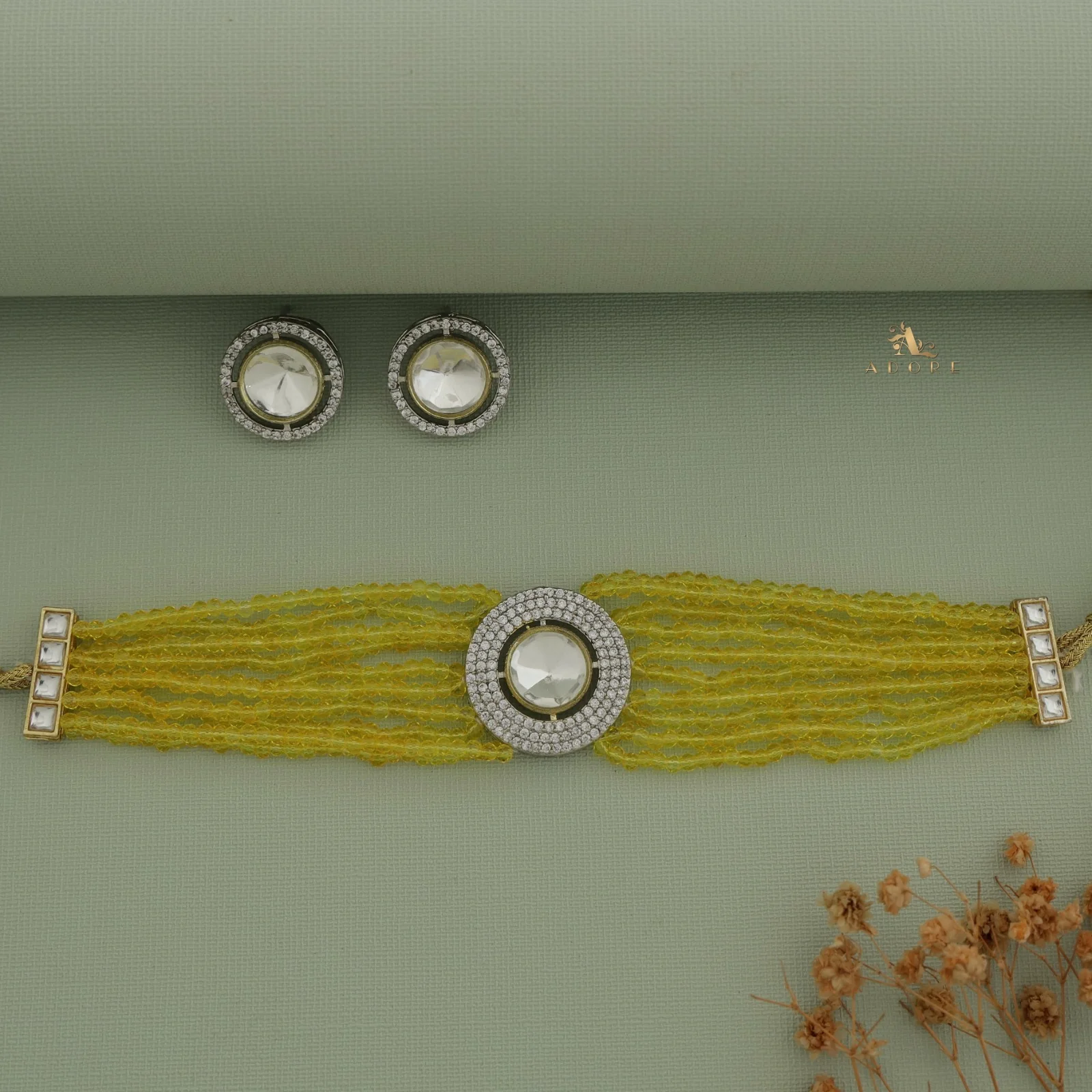 Vasvi Polki Kundan Choker With Earring - Image 9