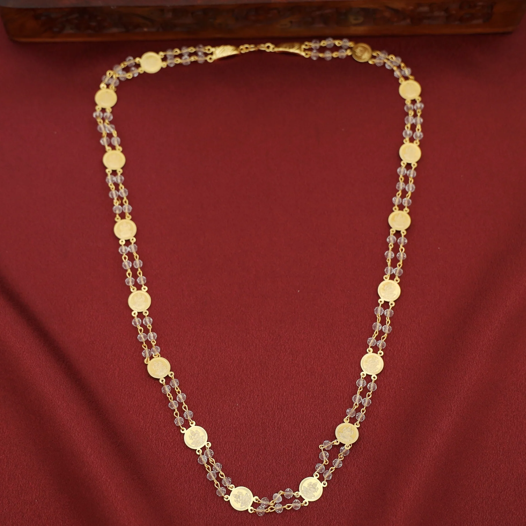 Vedha 2 Layer Kashi Beaded Long Neckpiece - Image 2