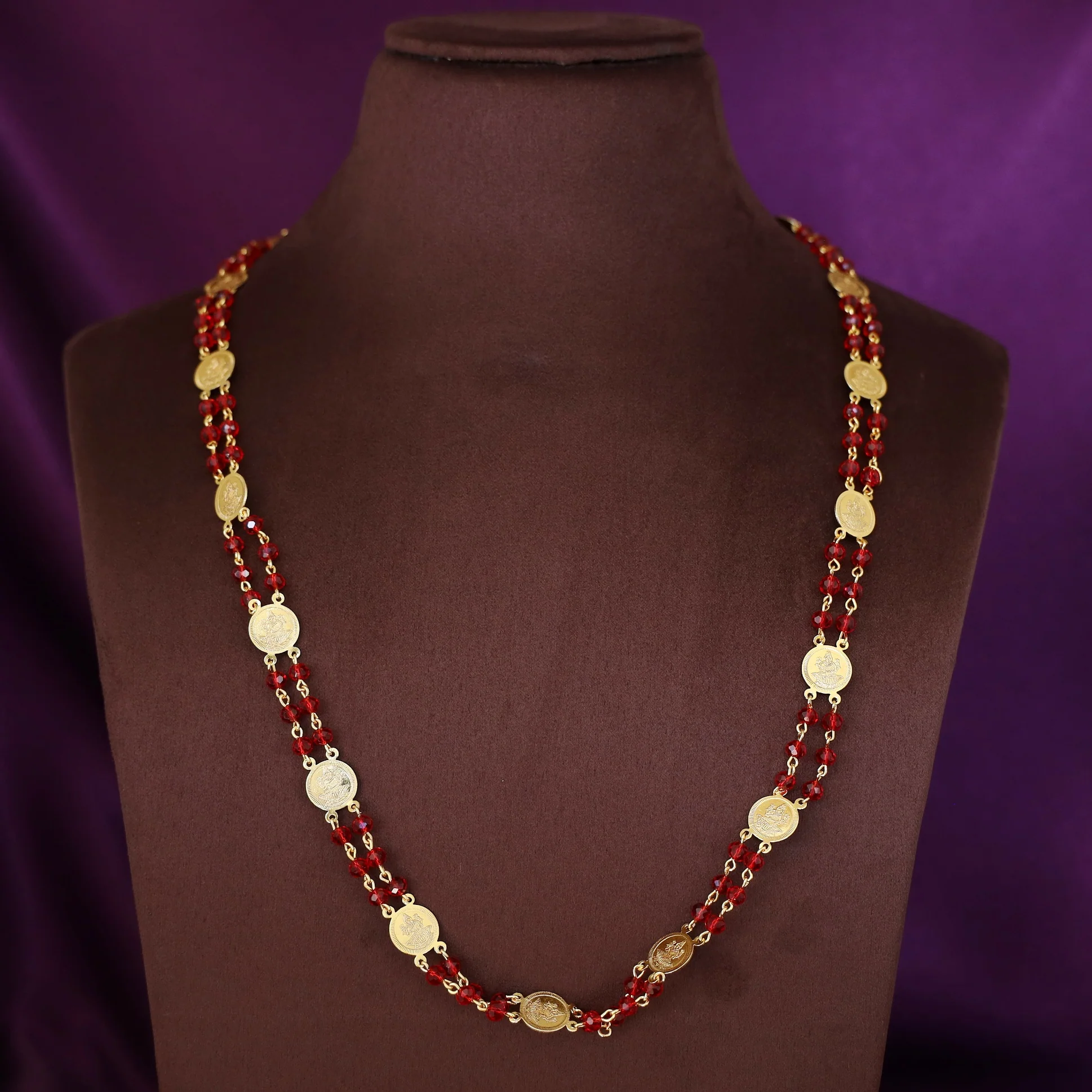 Vedha 2 Layer Kashi Beaded Long Neckpiece - Image 3
