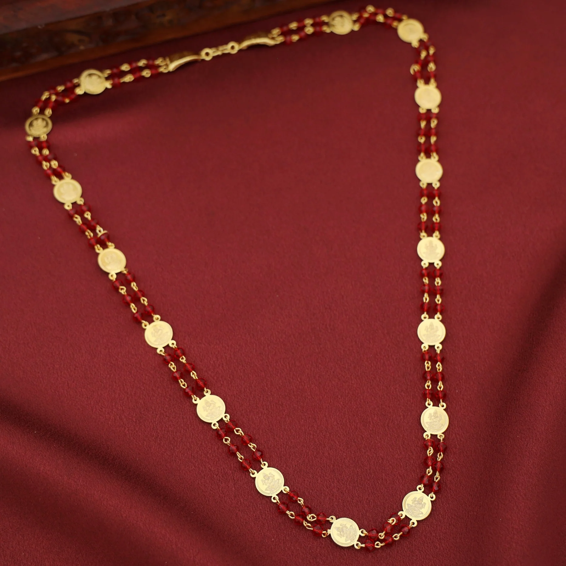 Vedha 2 Layer Kashi Beaded Long Neckpiece - Image 4