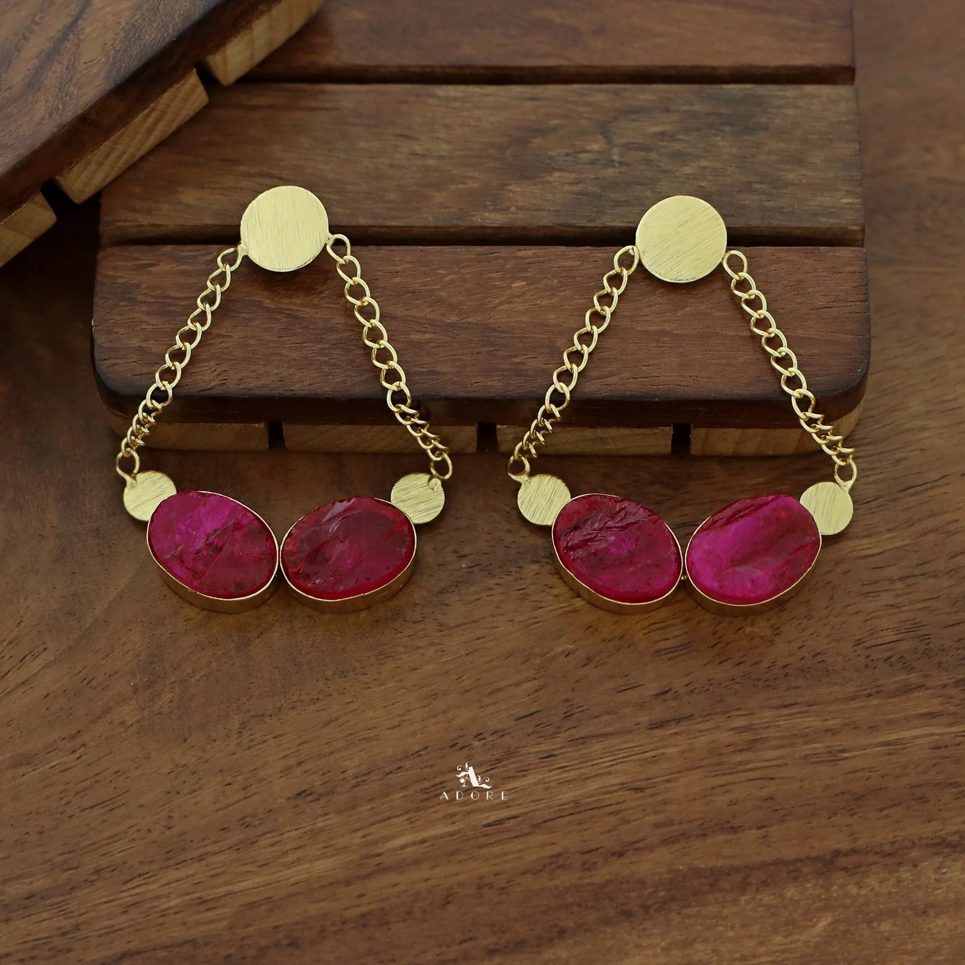 Venus Golden Pair Dyed Stone Earring - Image 6