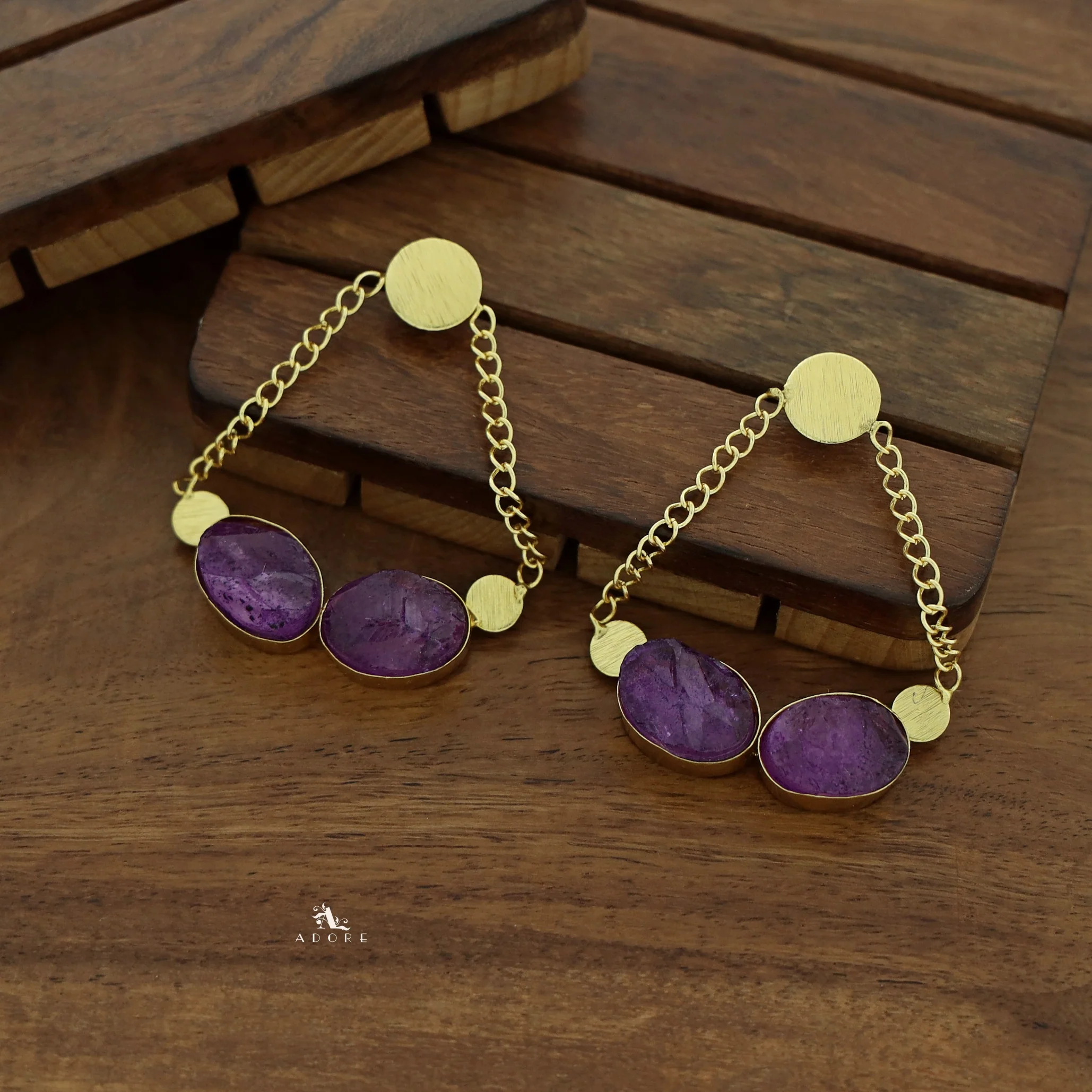Venus Golden Pair Dyed Stone Earring - Image 8