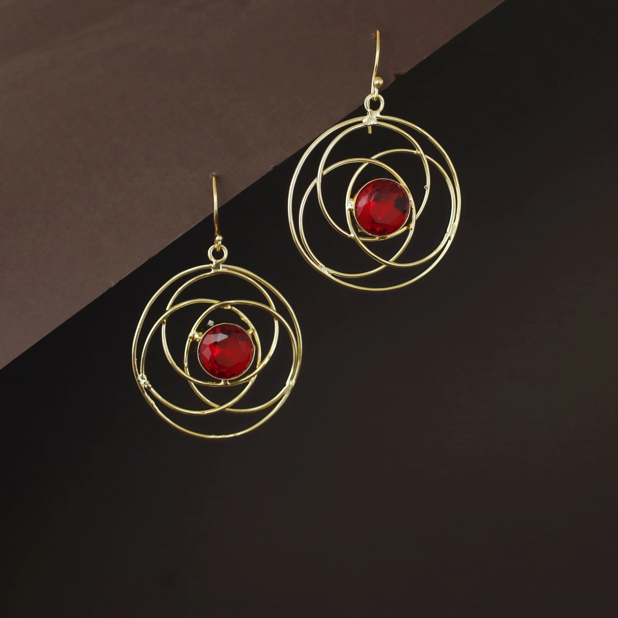 Vera Golden Tetra Circle Glossy Stone Drop - Image 2