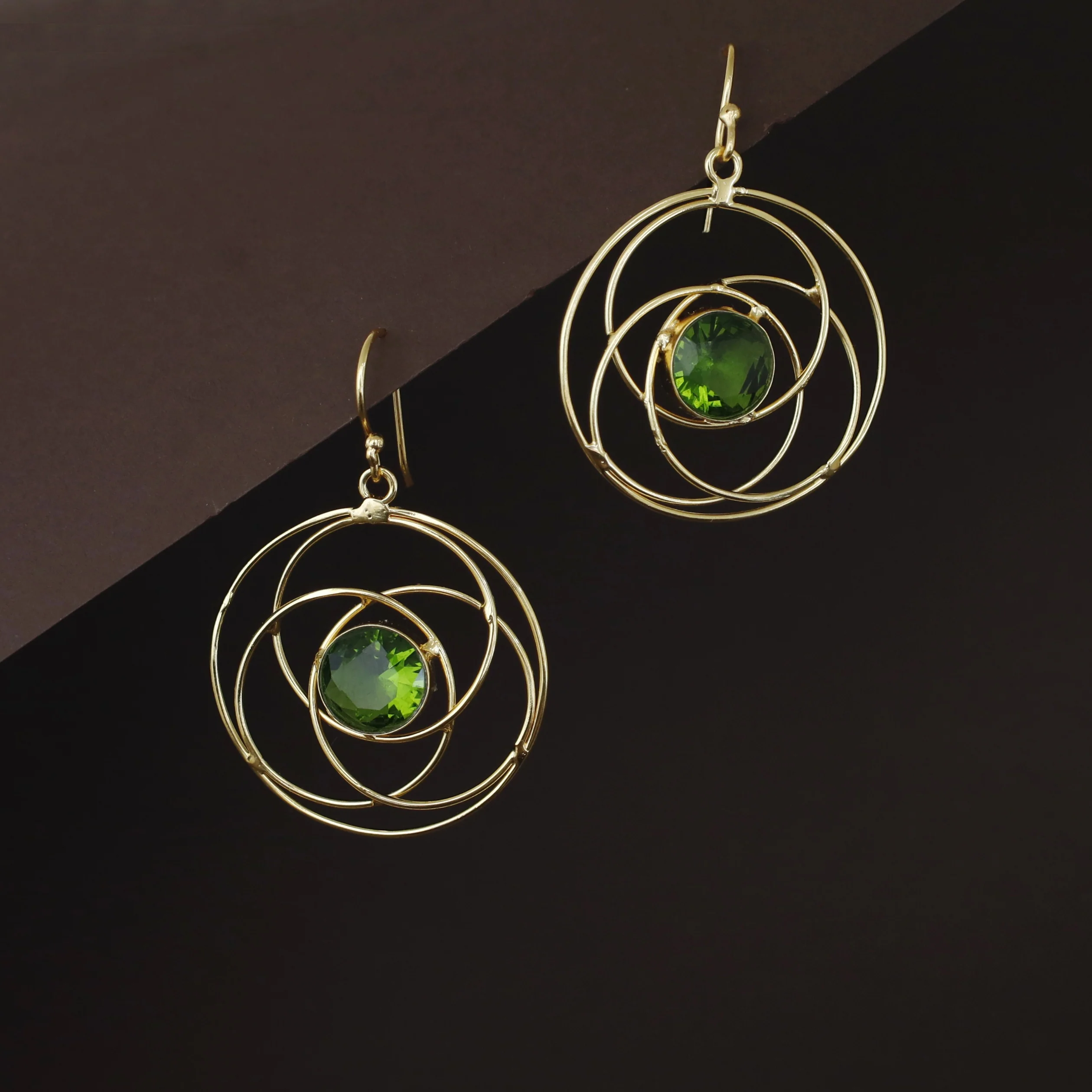 Vera Golden Tetra Circle Glossy Stone Drop - Image 3