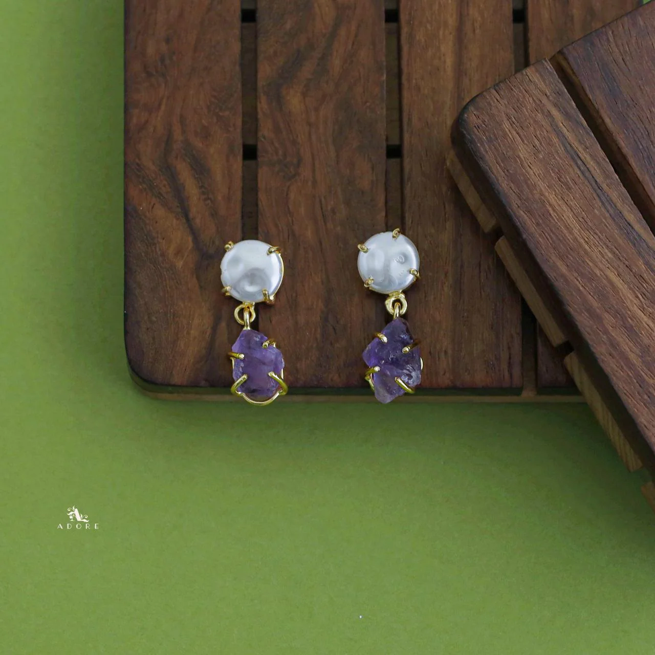 Versatile Baroque + Raw Stone Neckpiece With Earring - Image 4