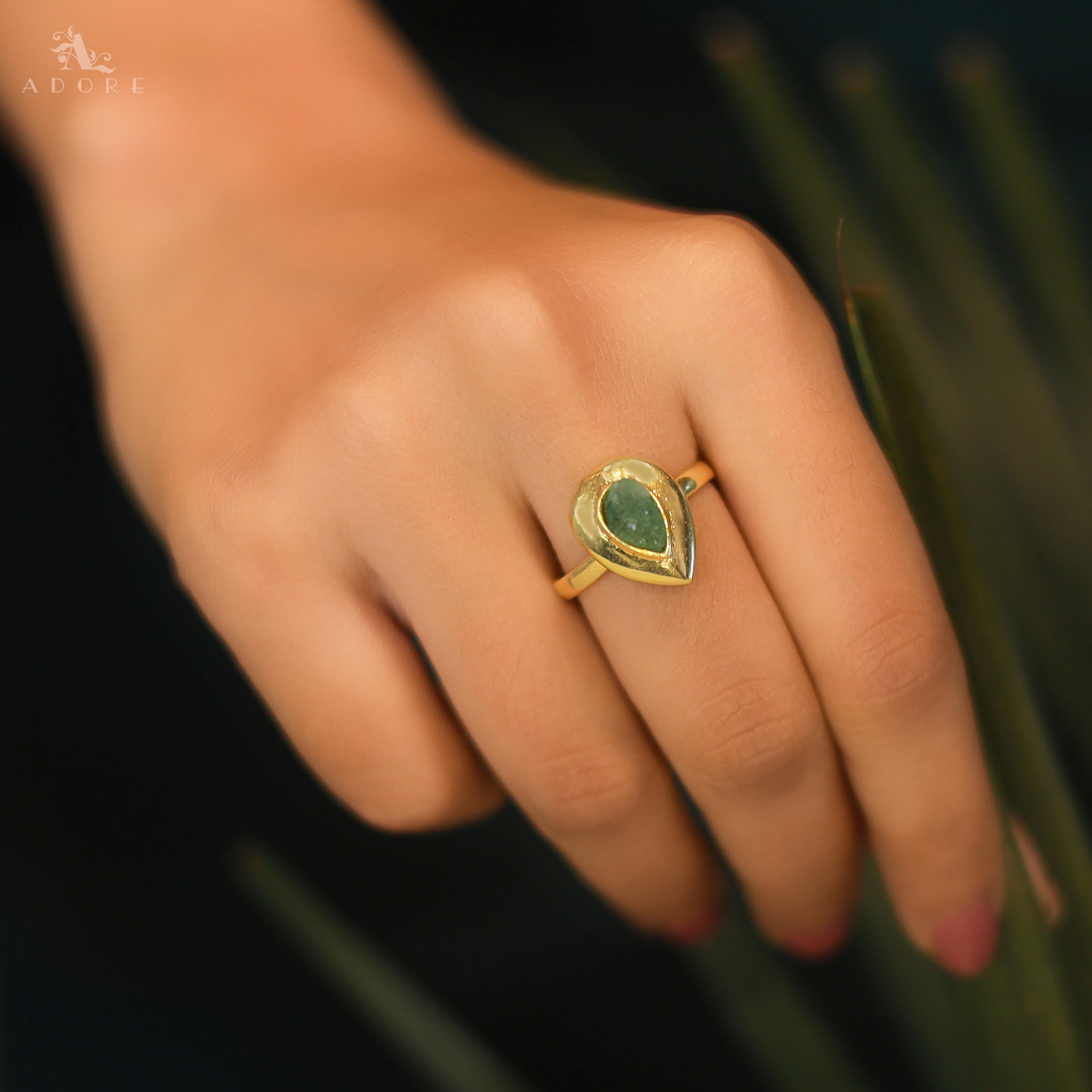 Viaara Golden Druzy Stone Ring - Image 5