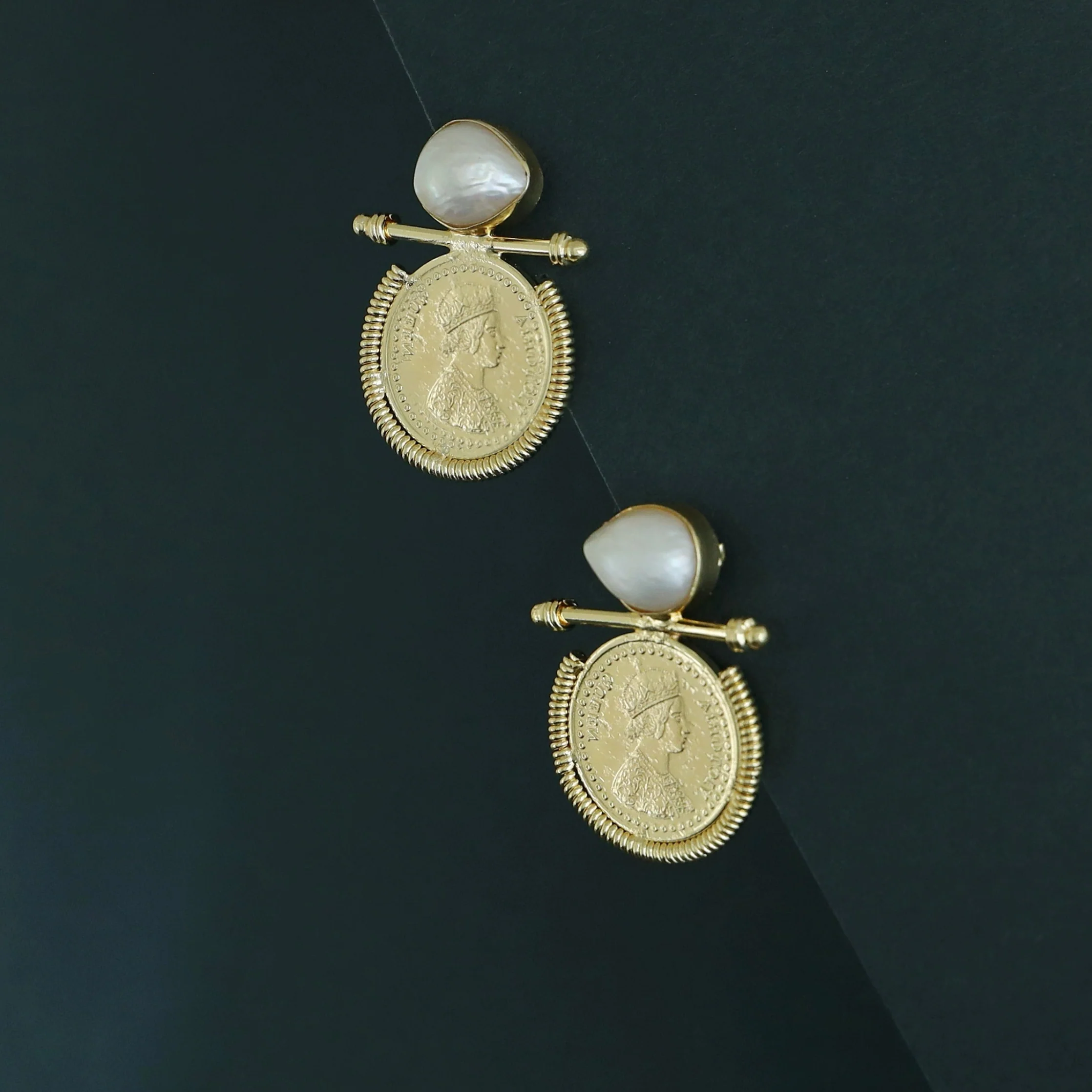 Victoria Real Baroque Coin Earring - Image 4