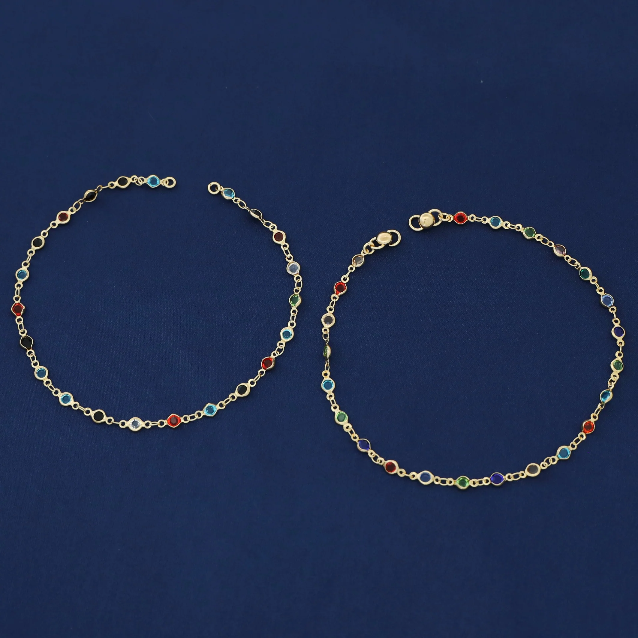 Vihana Golden Multicolour Circle Anklet - Image 4