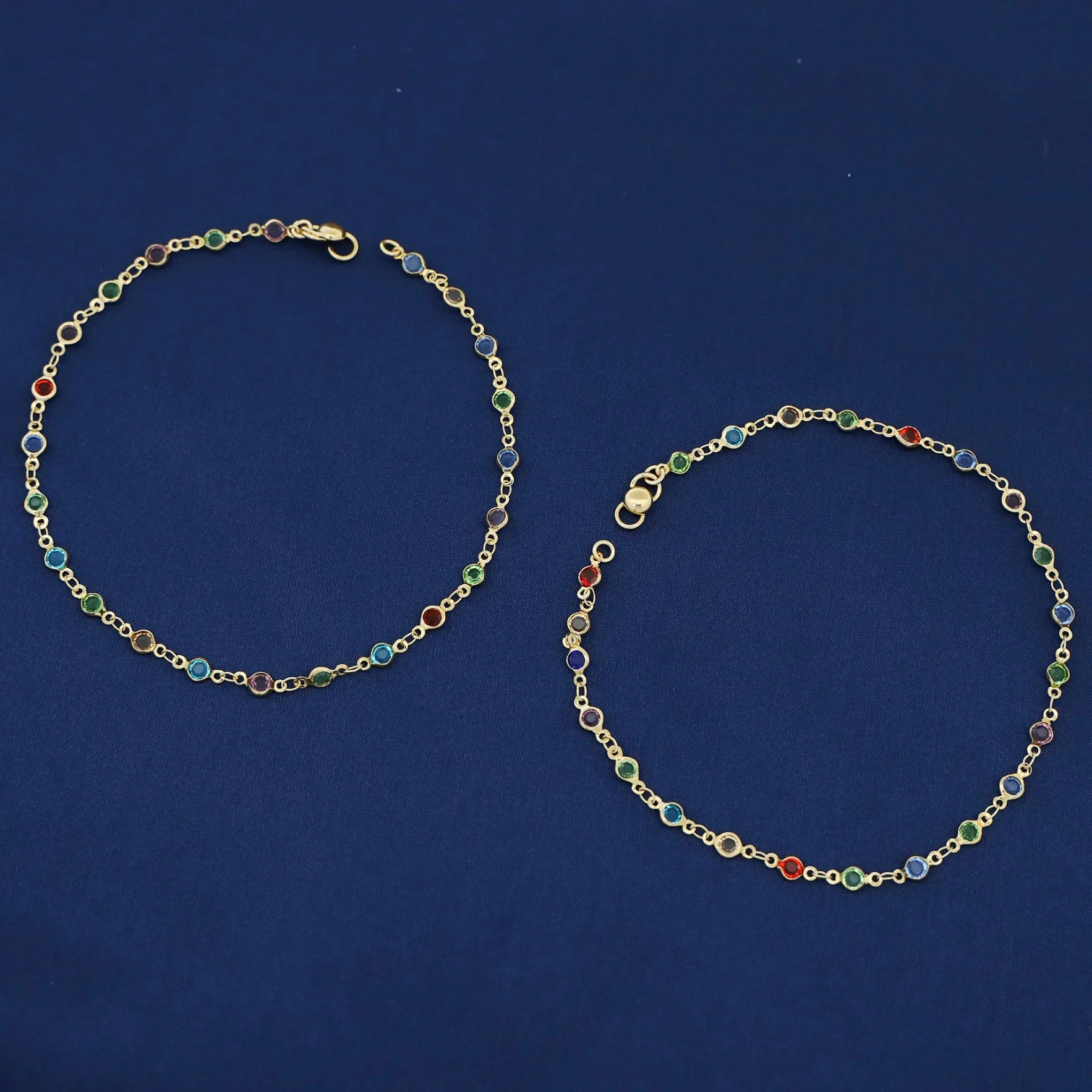 Vihana Golden Multicolour Circle Anklet - Image 5