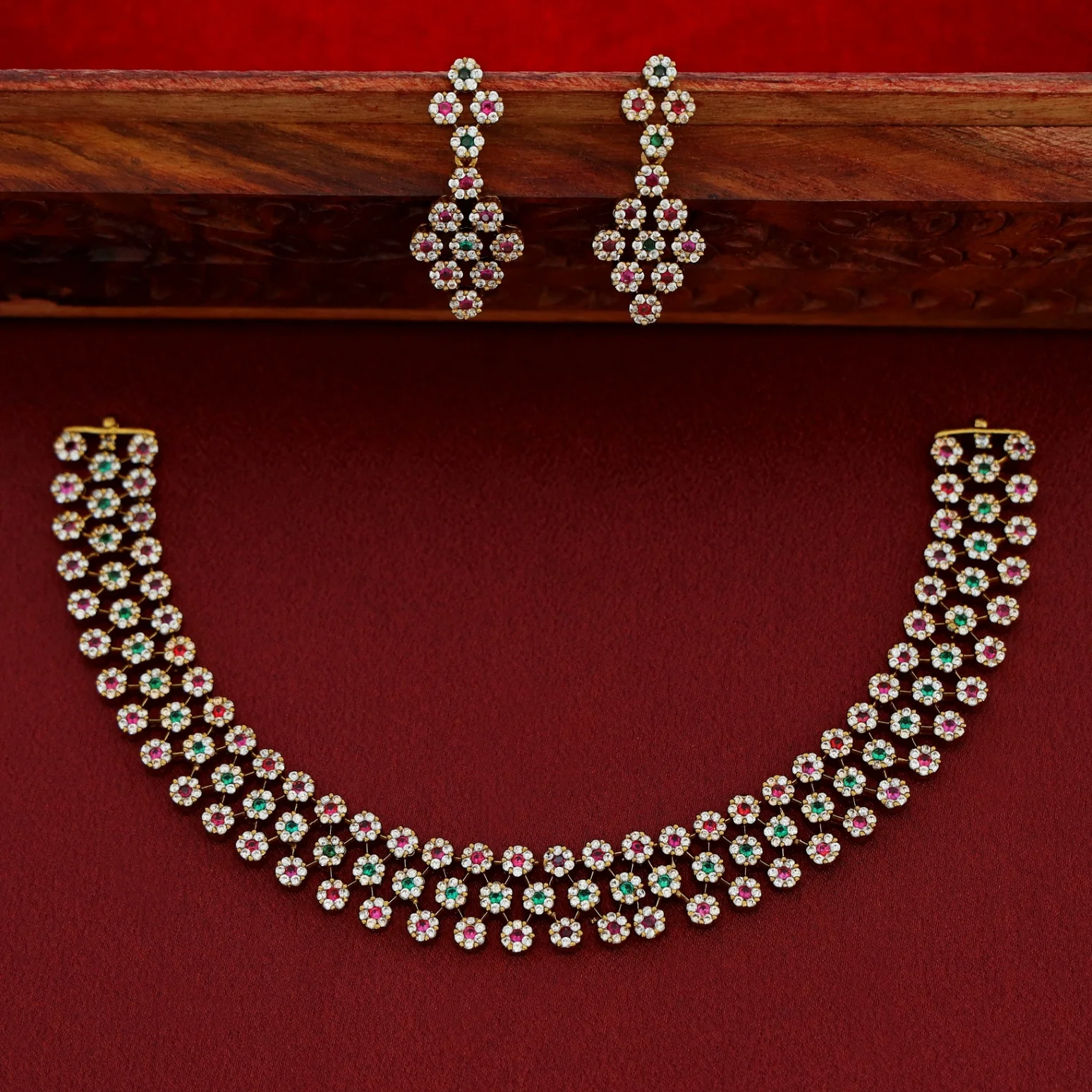 Virini AD Neckpiece With Earring - Image 10