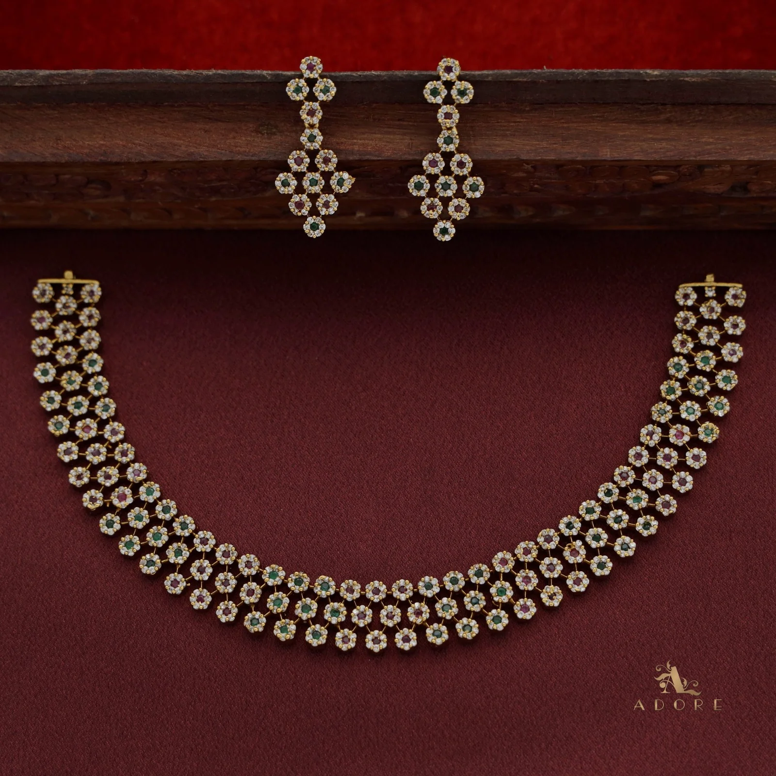 Virini AD Neckpiece With Earring - Image 12