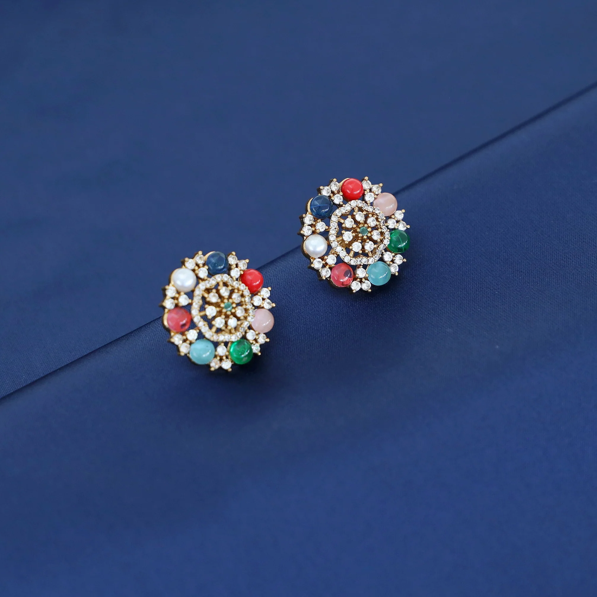 Vithika  AD Stone Flower Stud - Image 3