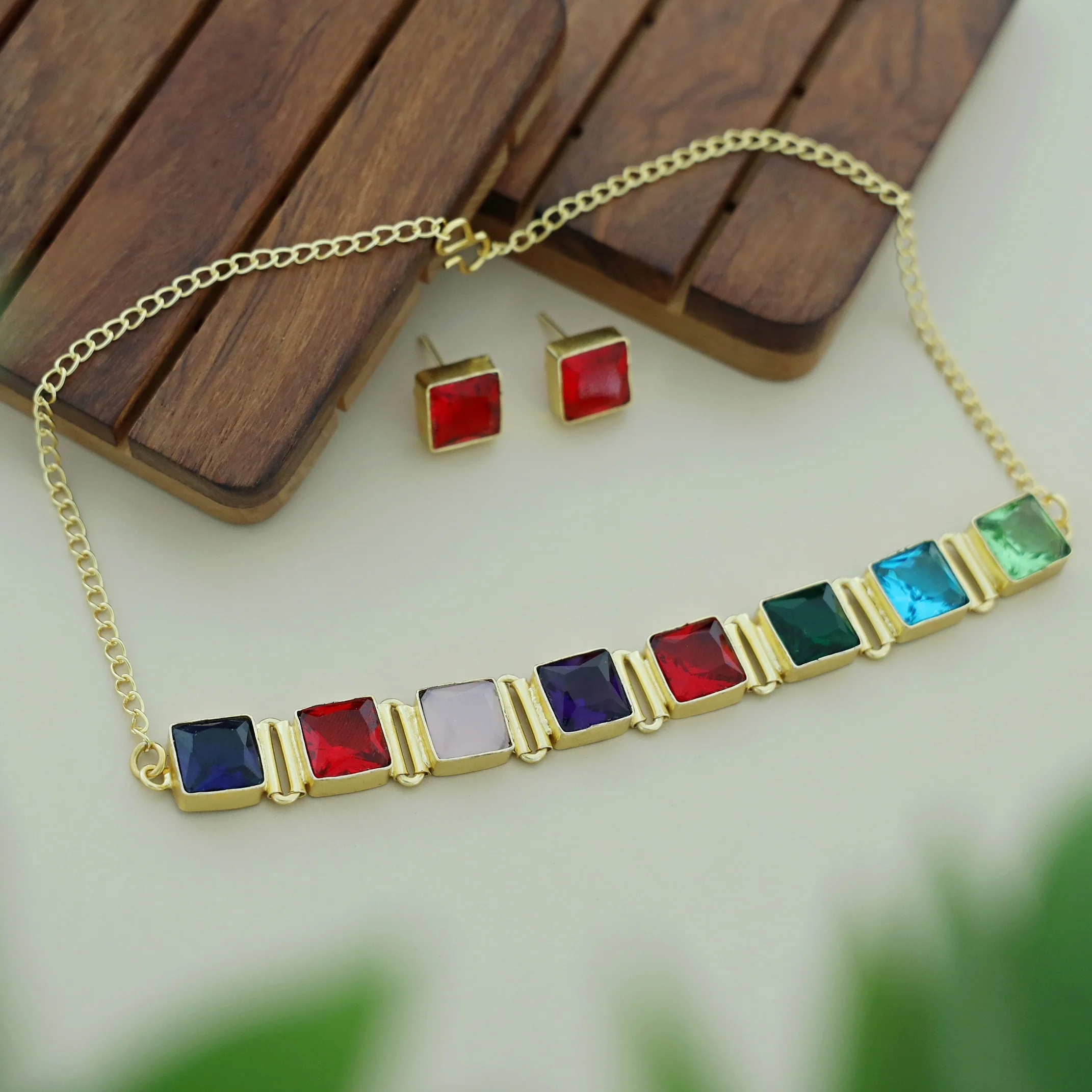 Volga Eighten Glossy Square Choker With Stud - Image 3