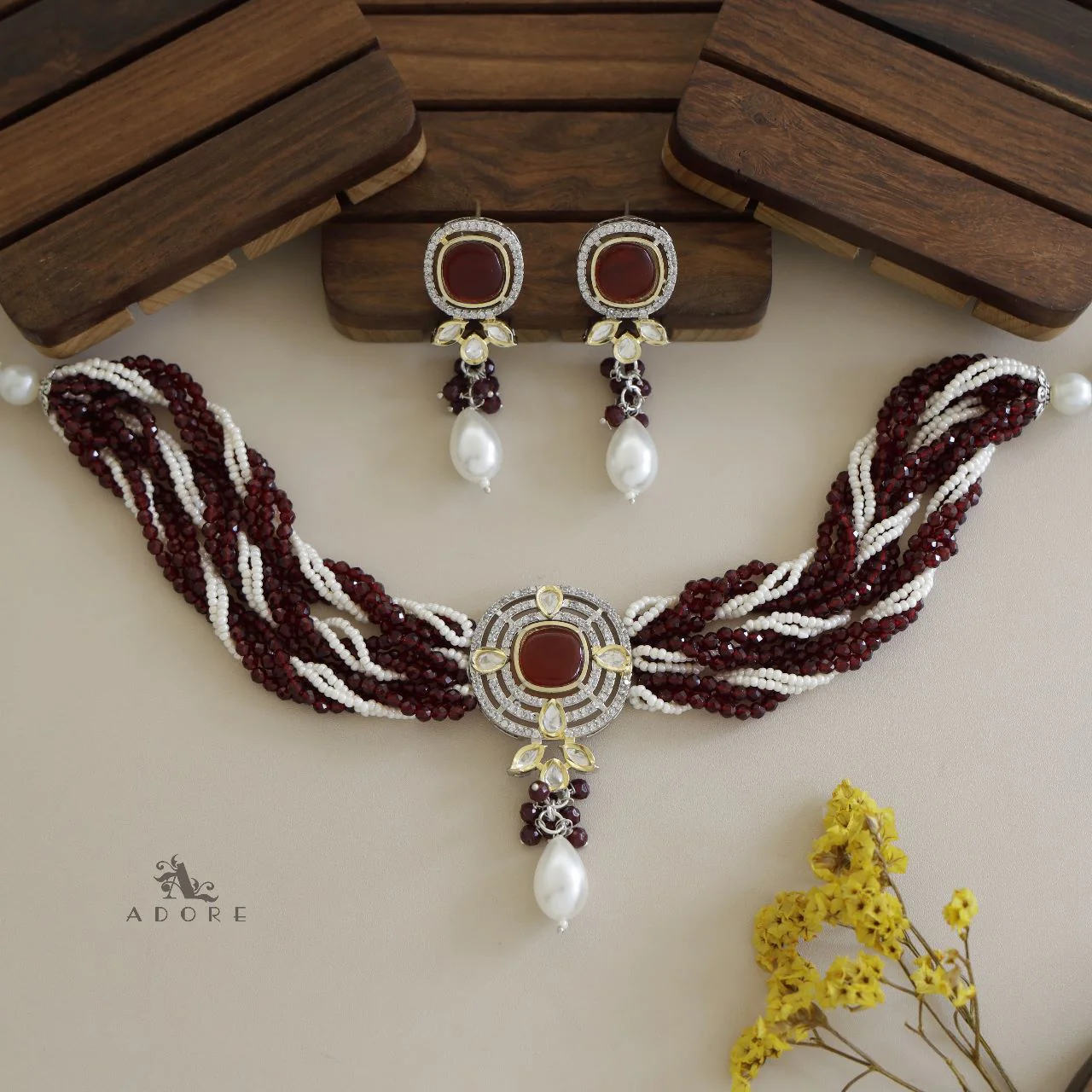 Vrindha Braided Choker With Earring - Image 3