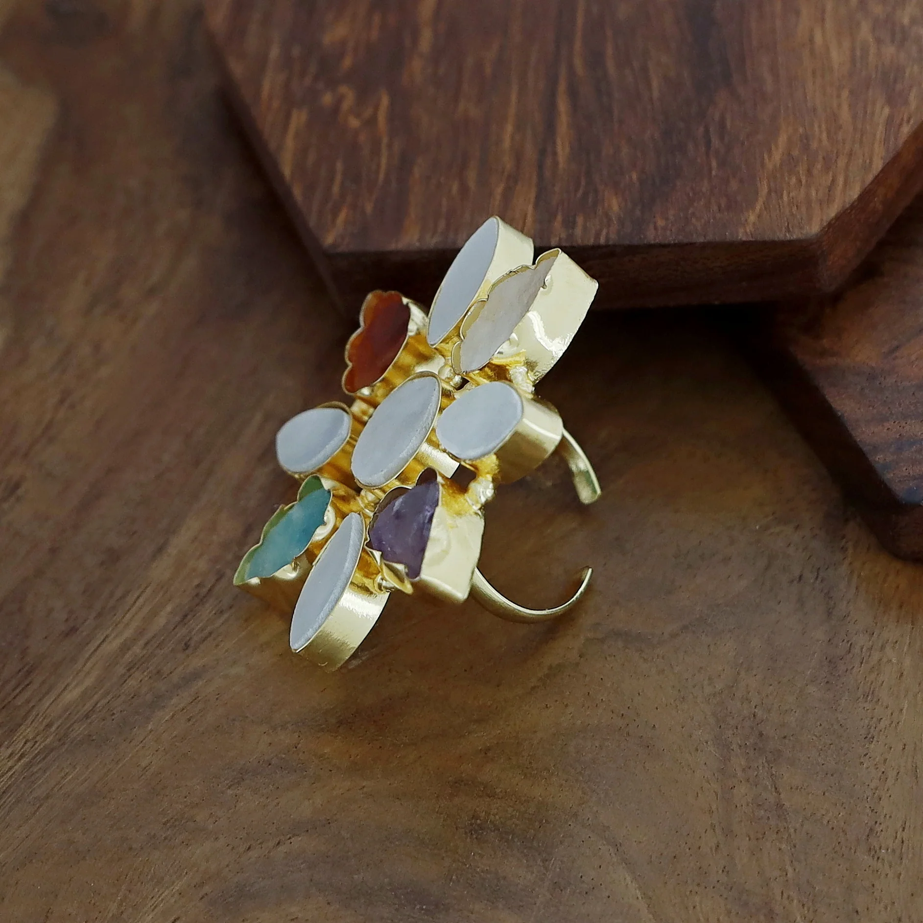 Whitney Floral MOP + Raw Stone Ring - Image 15