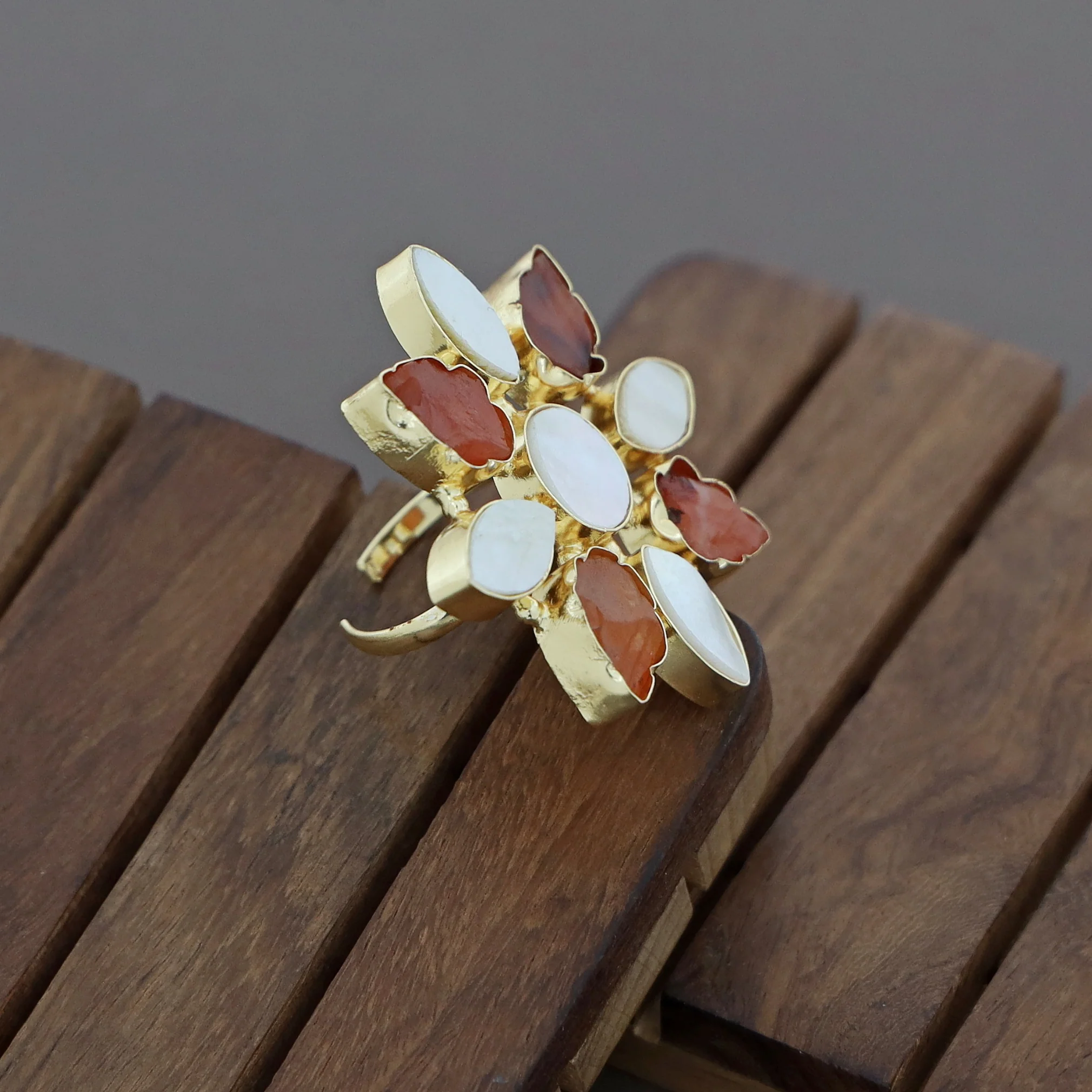 Whitney Floral MOP + Raw Stone Ring - Image 16