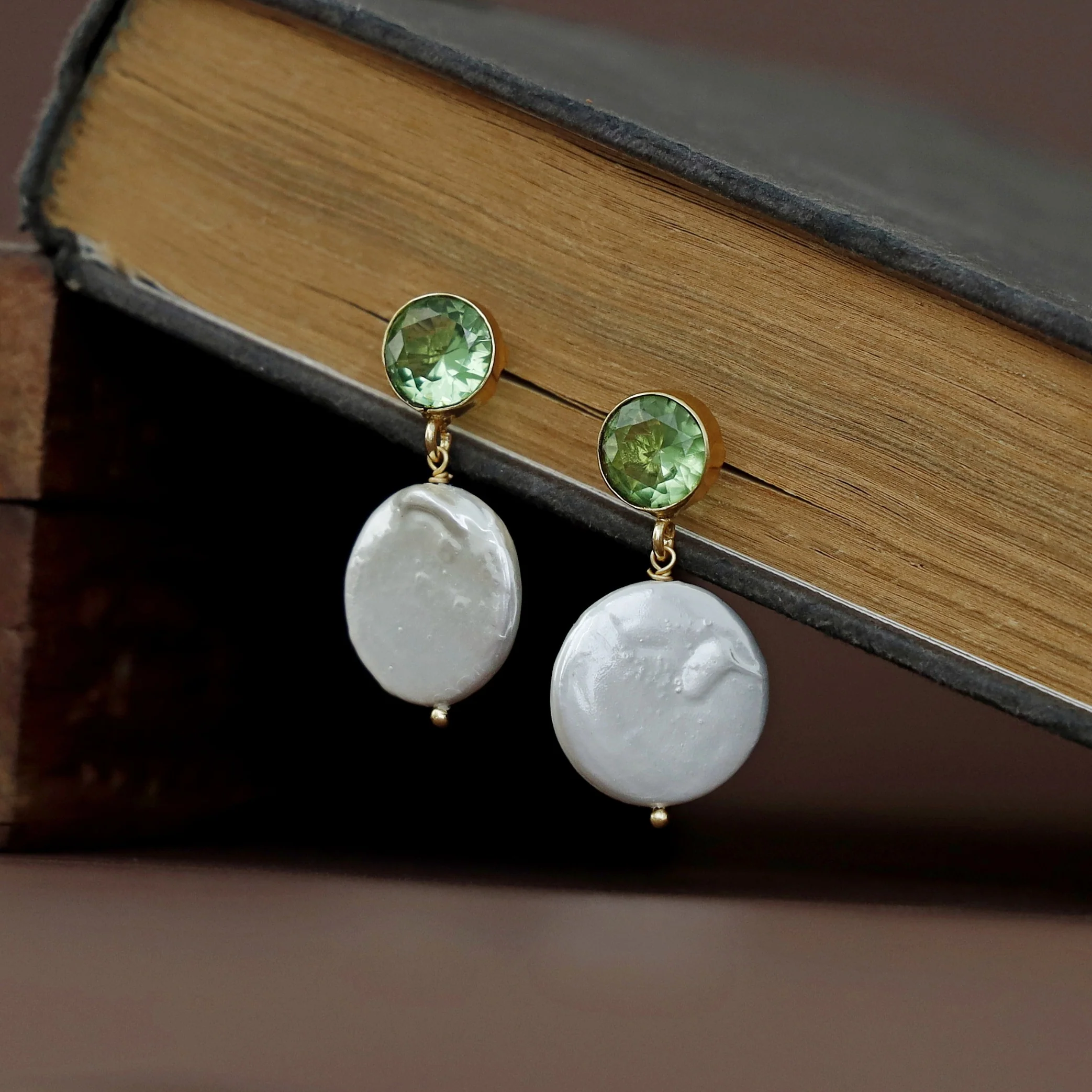 Wilma Golden Glossy Stone + Baroque Earring - Image 22