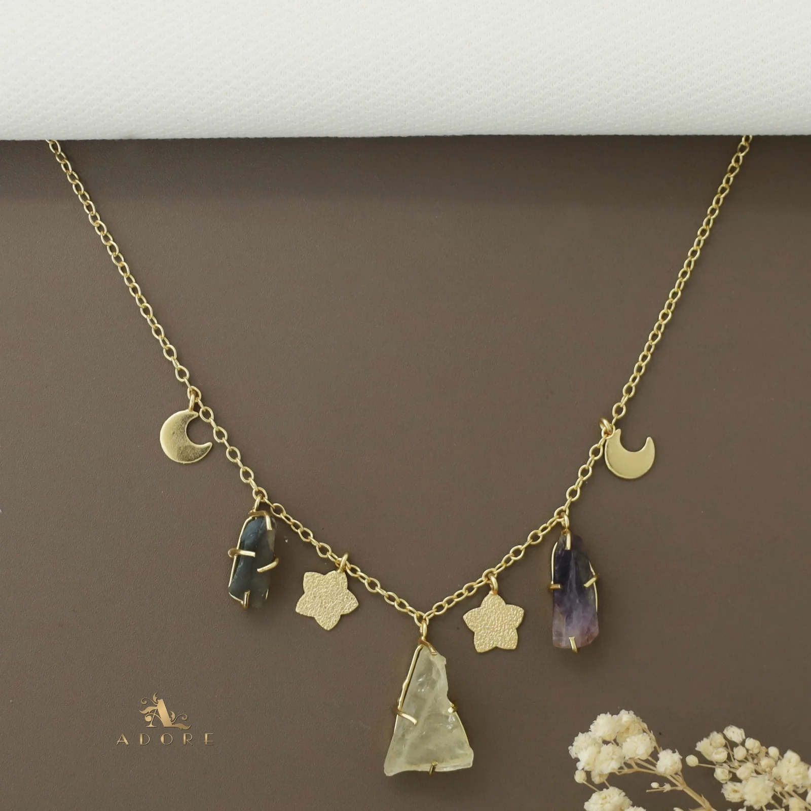 Winnie Raw Stone Moon + Flower Neckpiece - Image 10