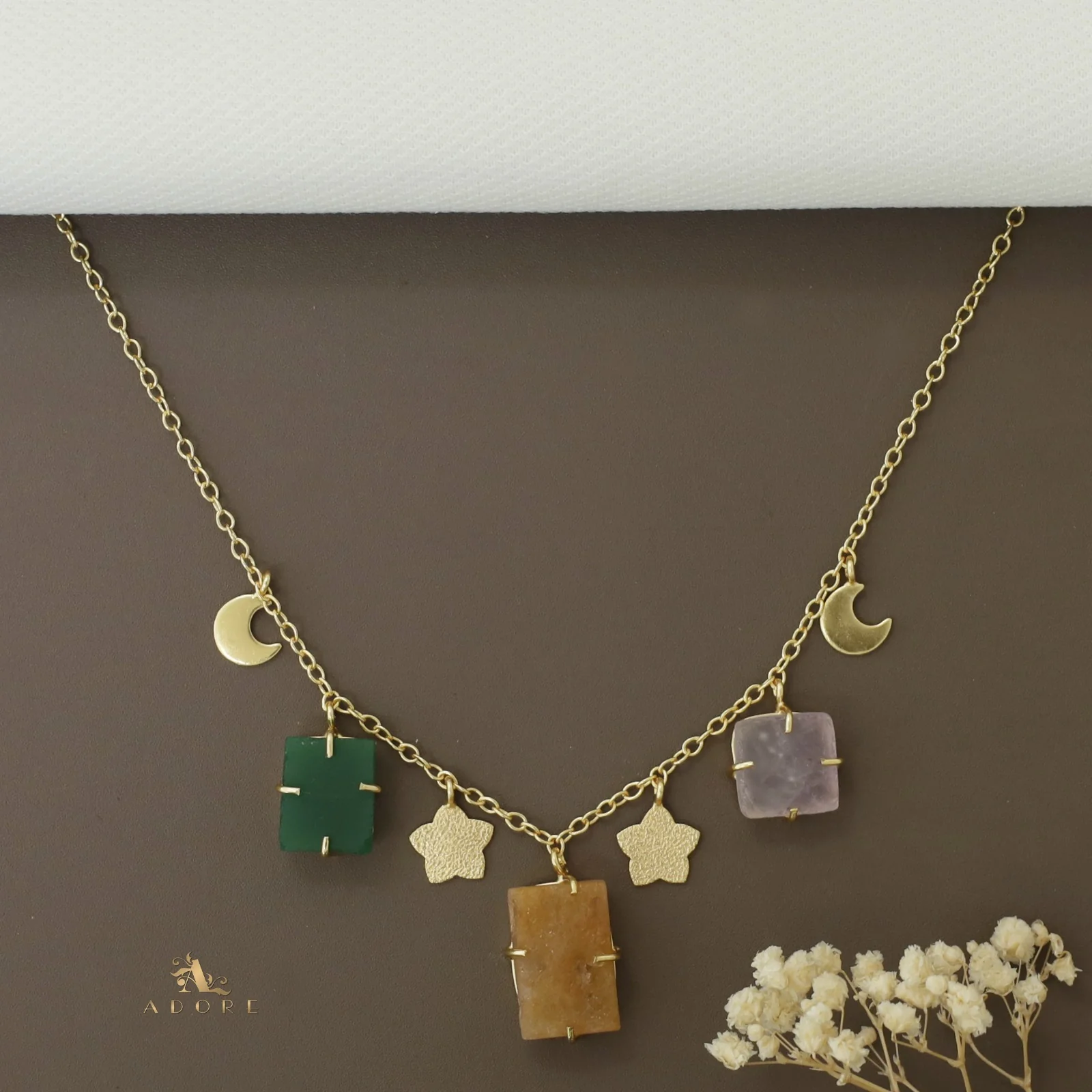 Winnie Raw Stone Moon + Flower Neckpiece - Image 12