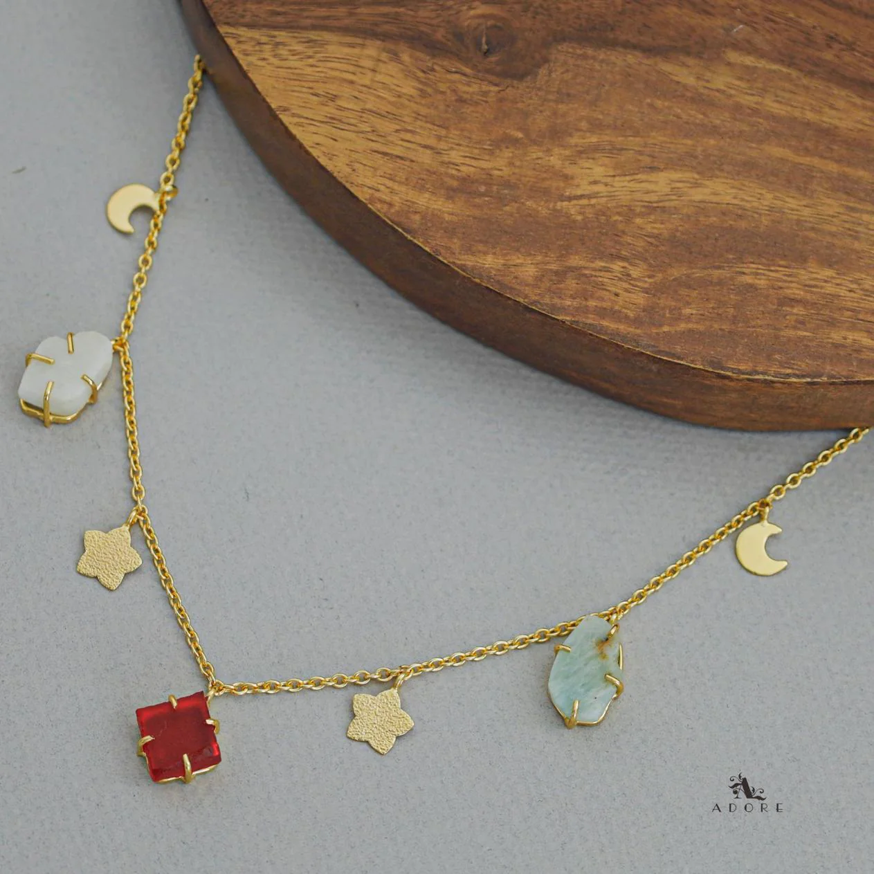 Winnie Raw Stone Moon + Flower Neckpiece - Image 14