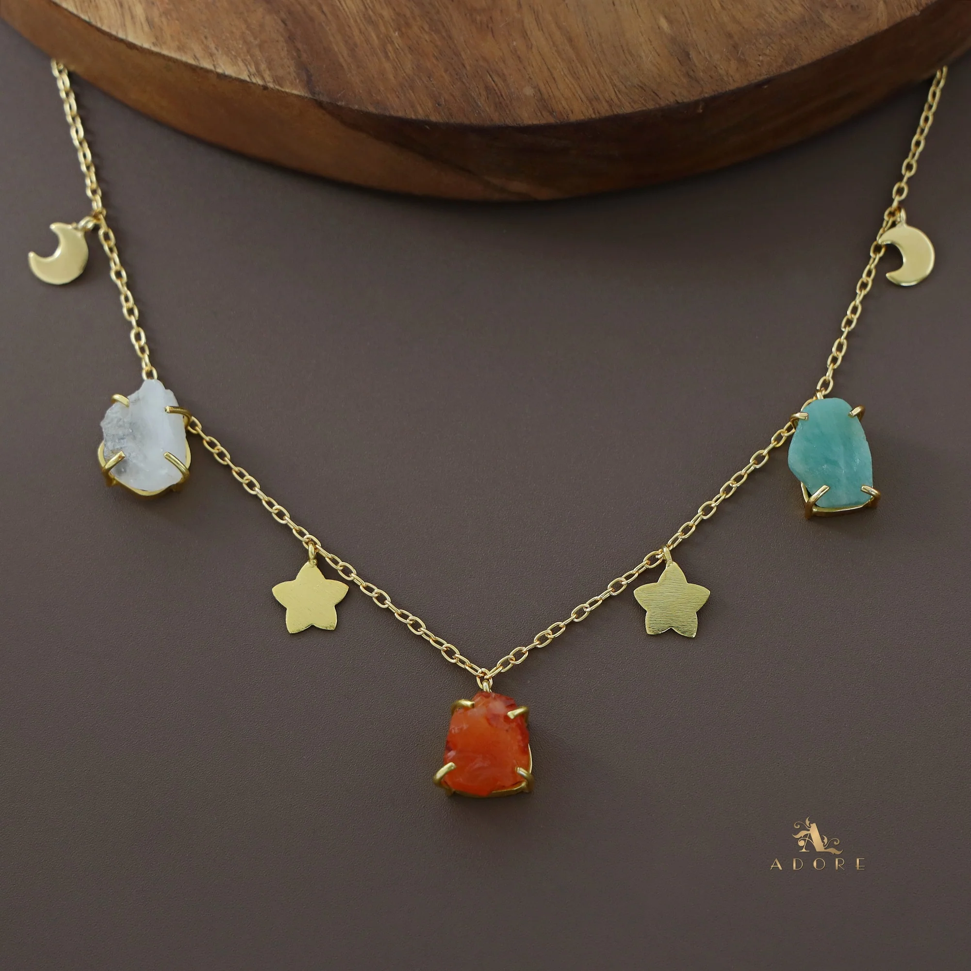 Winnie Raw Stone Moon + Flower Neckpiece - Image 17