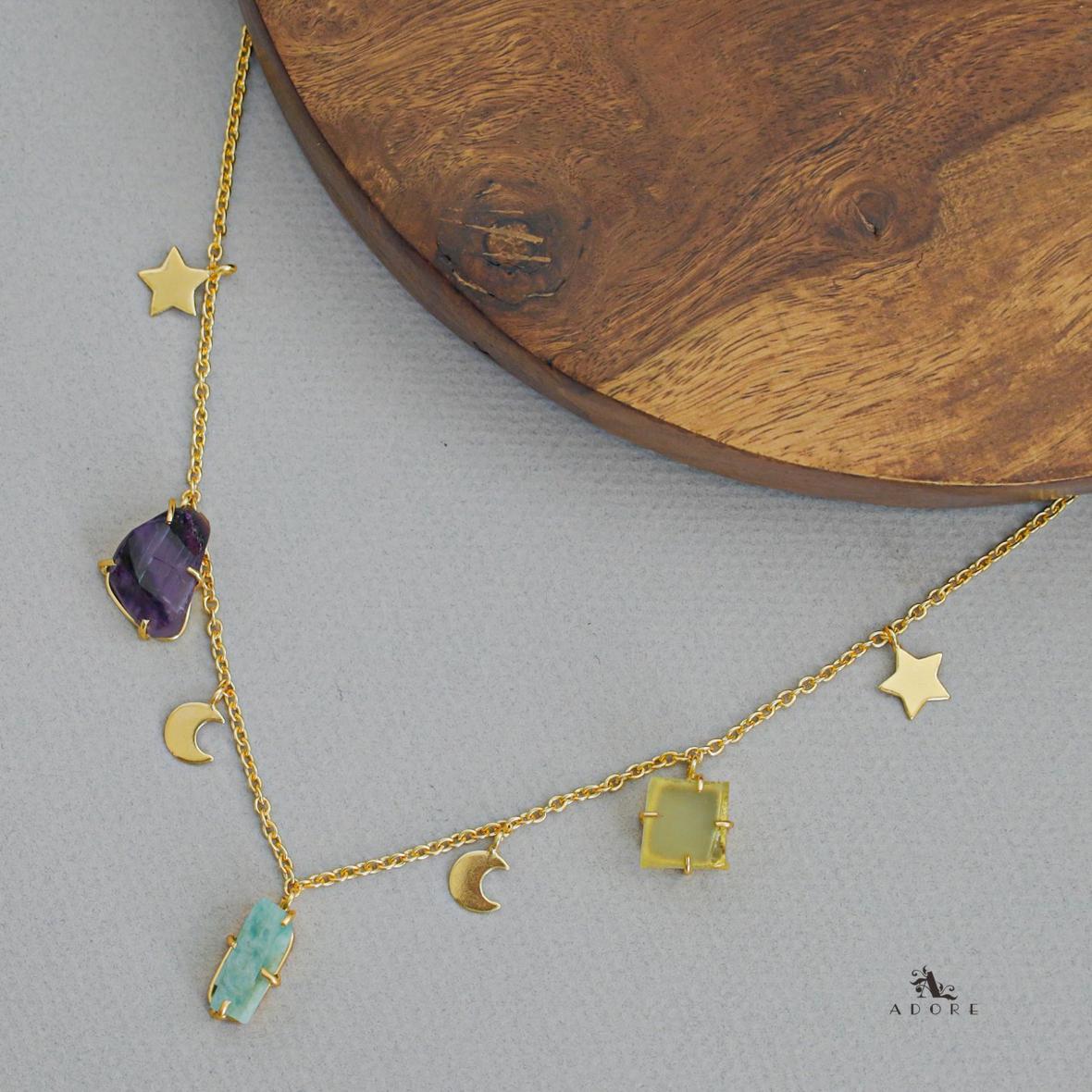 Winnie Raw Stone Moon + Flower Neckpiece - Image 2