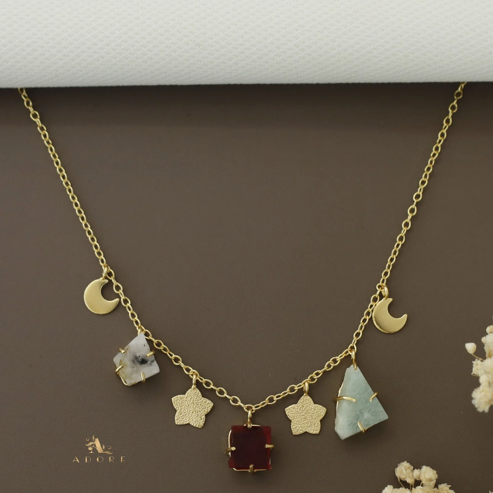 Winnie Raw Stone Moon + Flower Neckpiece - Image 3