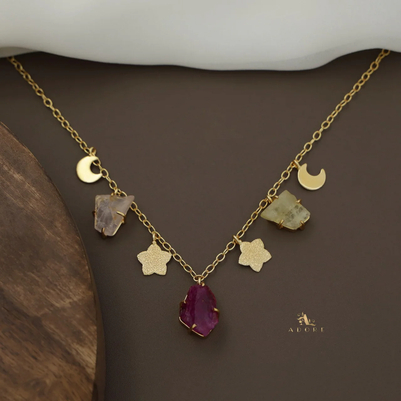 Winnie Raw Stone Moon + Flower Neckpiece - Image 4