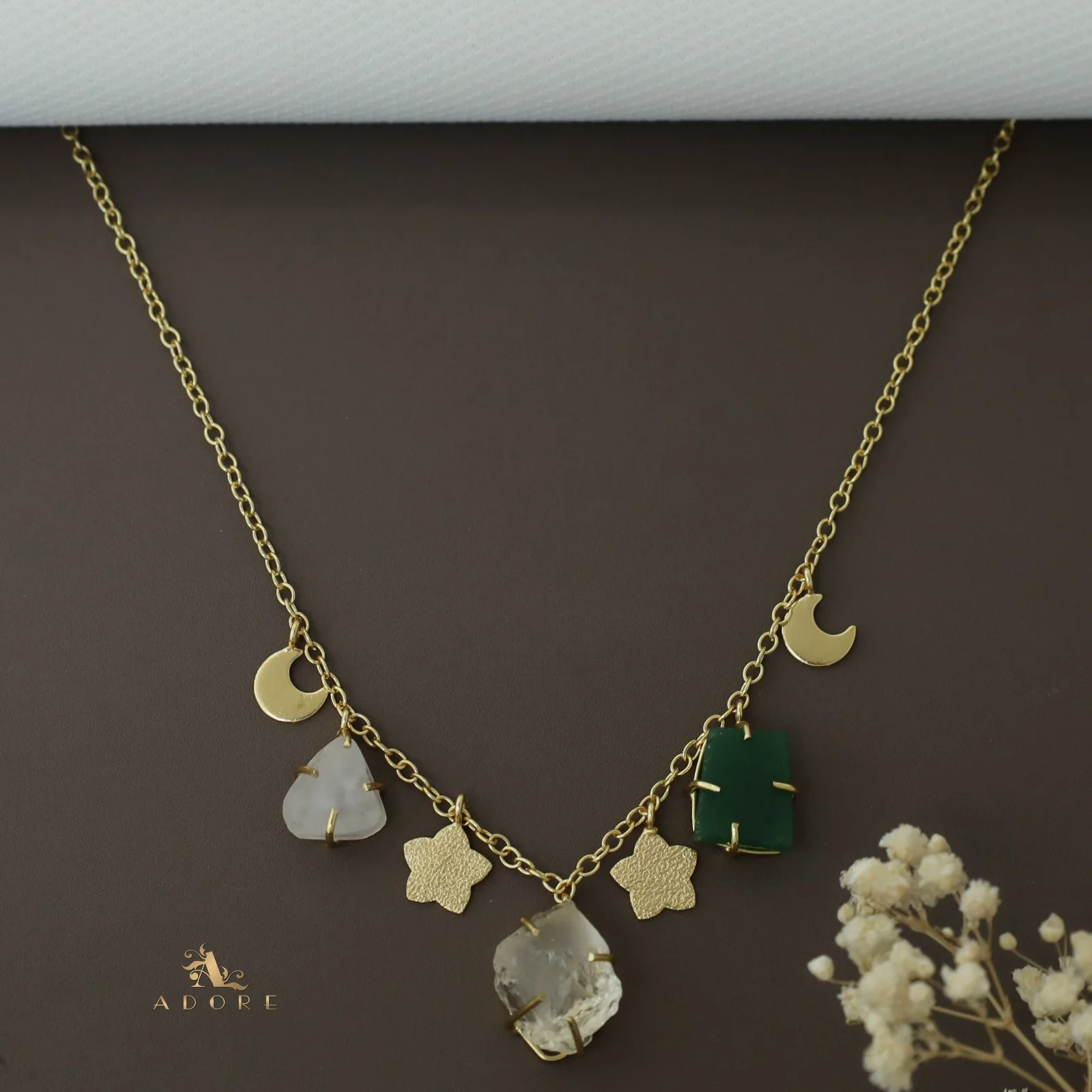 Winnie Raw Stone Moon + Flower Neckpiece - Image 5