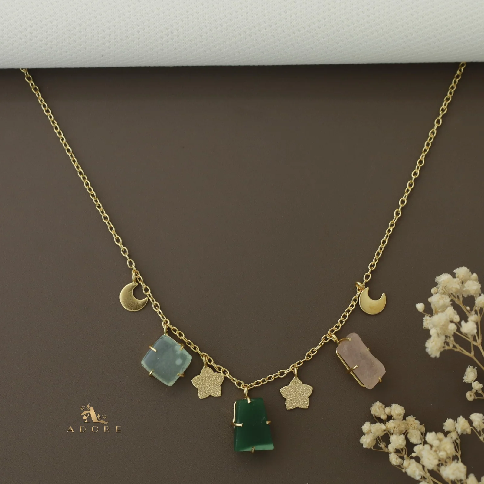 Winnie Raw Stone Moon + Flower Neckpiece - Image 6