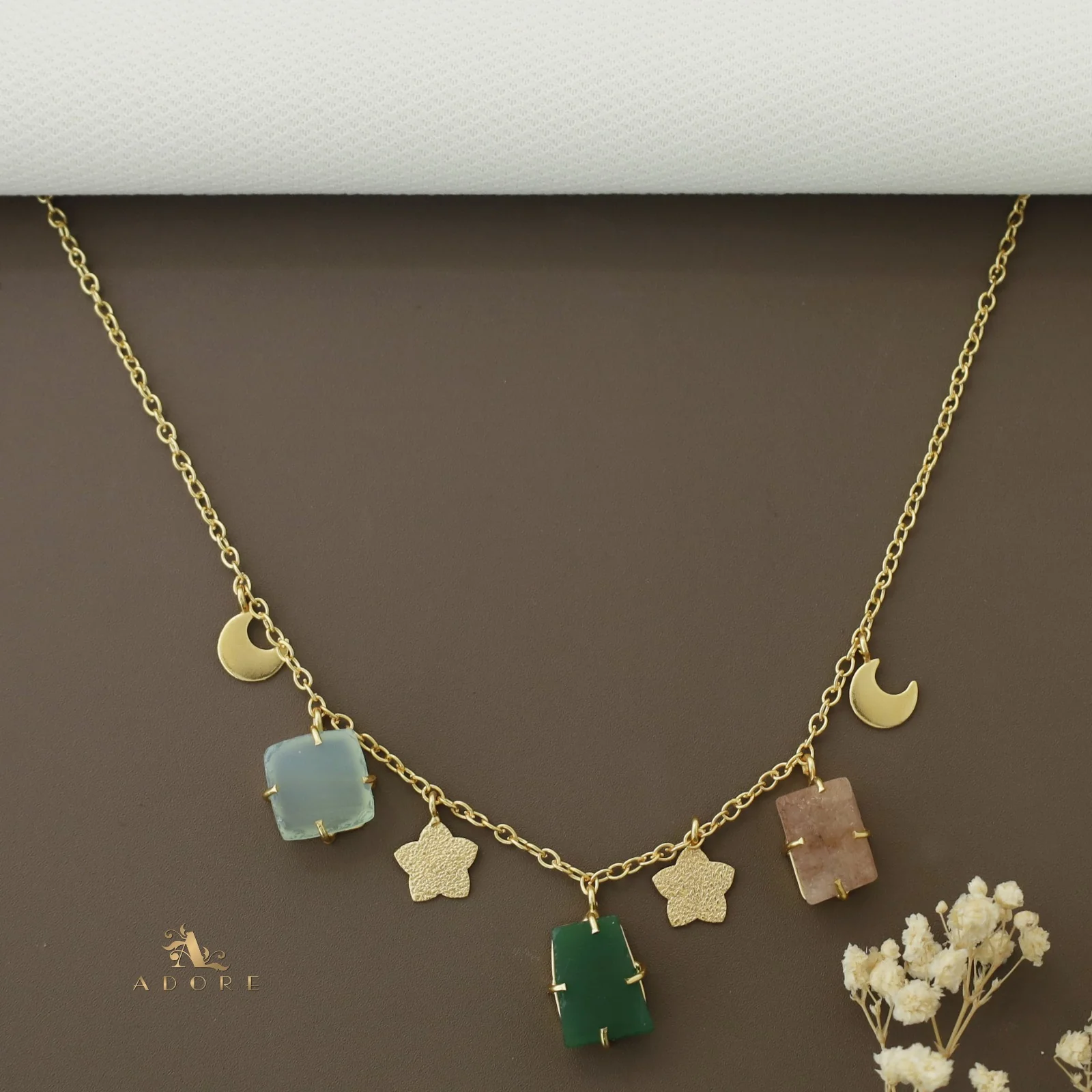 Winnie Raw Stone Moon + Flower Neckpiece - Image 8