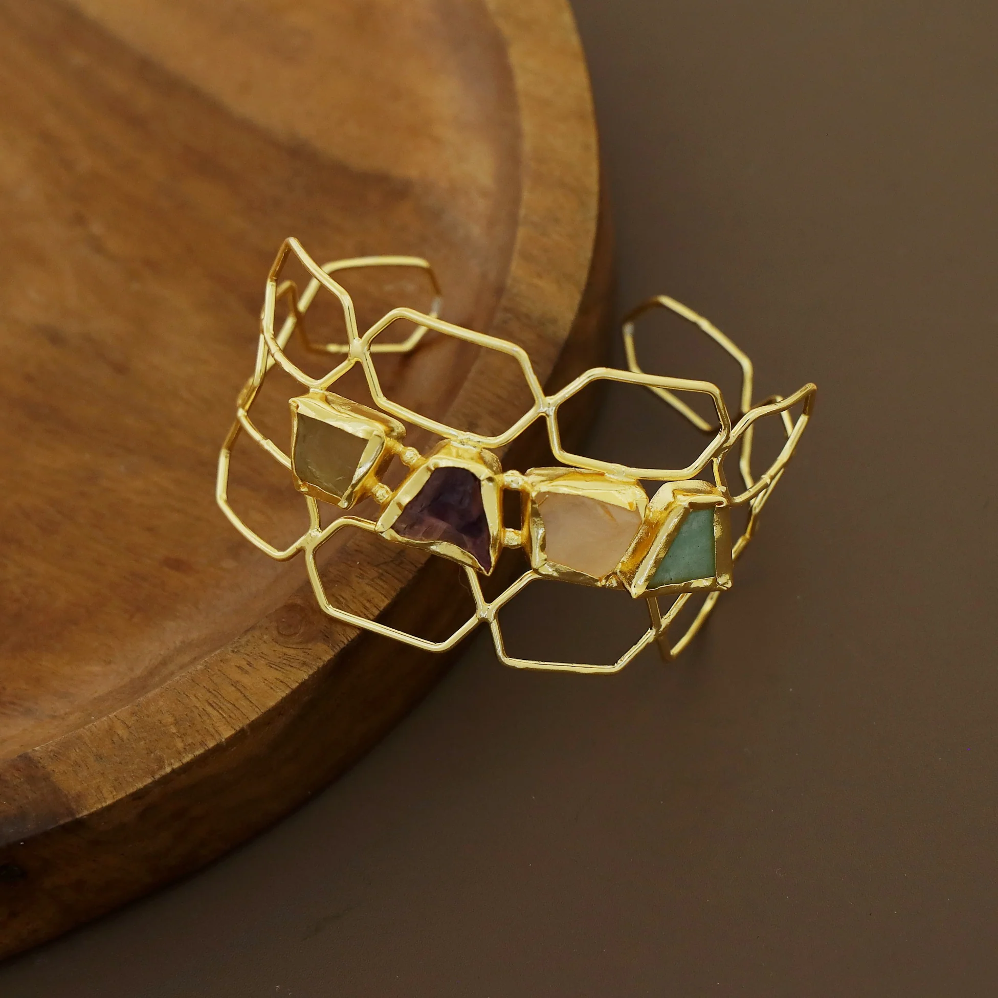 Yahvi Golden Honeycomb Tetra Raw Stone Bangle - Image 3